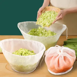 3PCS Organic Cotton Cheesecloth Bags - Reusable Straining Bags for Nut Milk, Soy Milk, Dumpling Fillings, and More