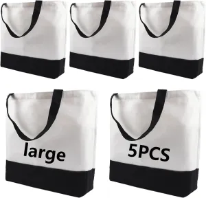 5 pcs Sublimation Tote Bags,polyester tote bags for sublimation, blank canvas tote bags for DIY Crafting and Decorating