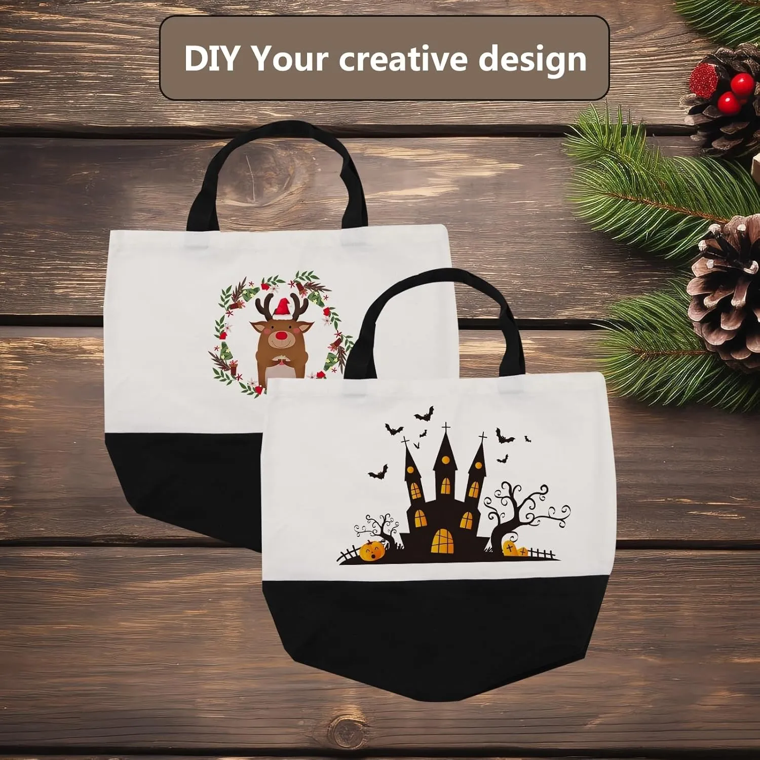5 pcs Sublimation Tote Bags,polyester tote bags for sublimation, blank canvas tote bags for DIY Crafting and Decorating