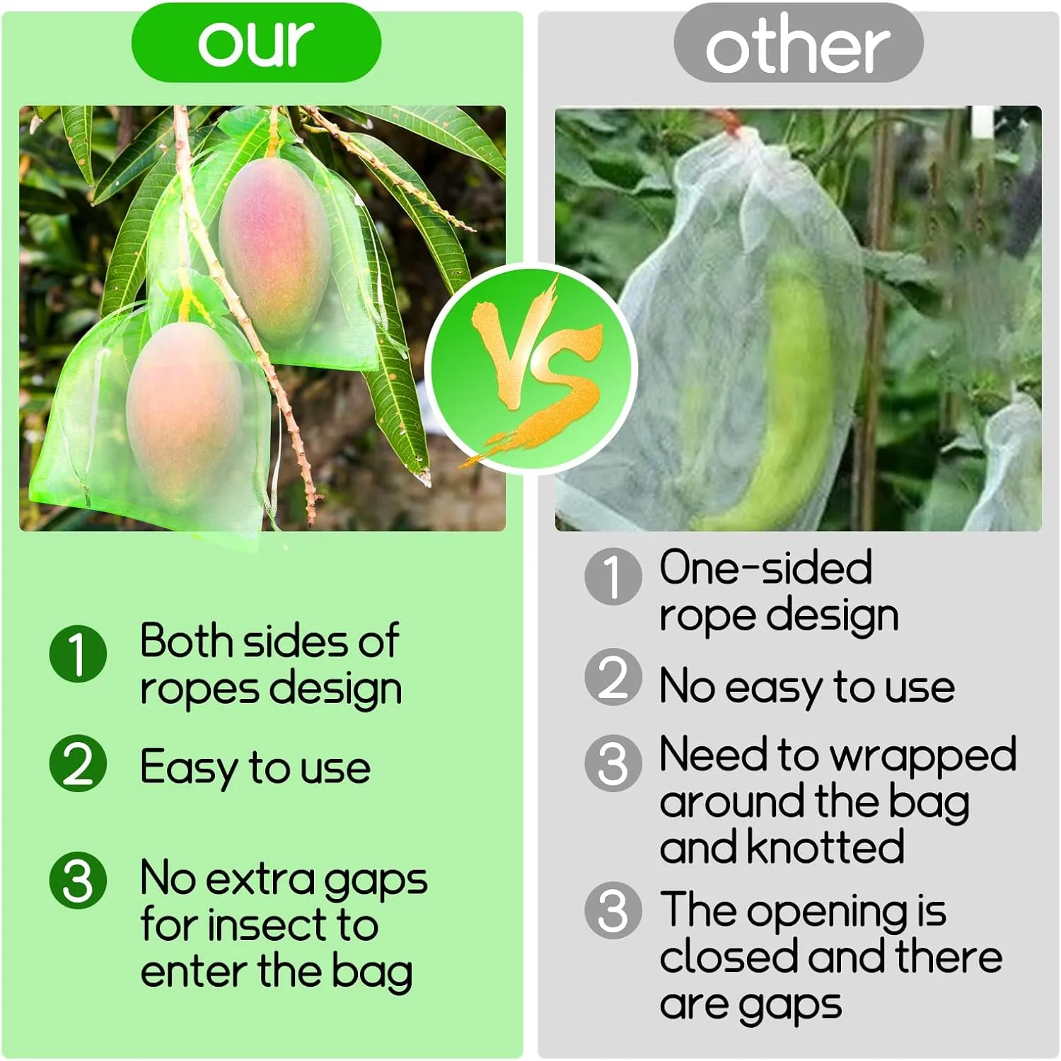 60 Pcs Fruit Protection Bags 7''x9'' Fruit Net Bags with Drawstring Bag for Fruit, Vegetable Net Cover Mesh Bag for Protecting Fruits(Fruit Green,7 x 9 Inch)