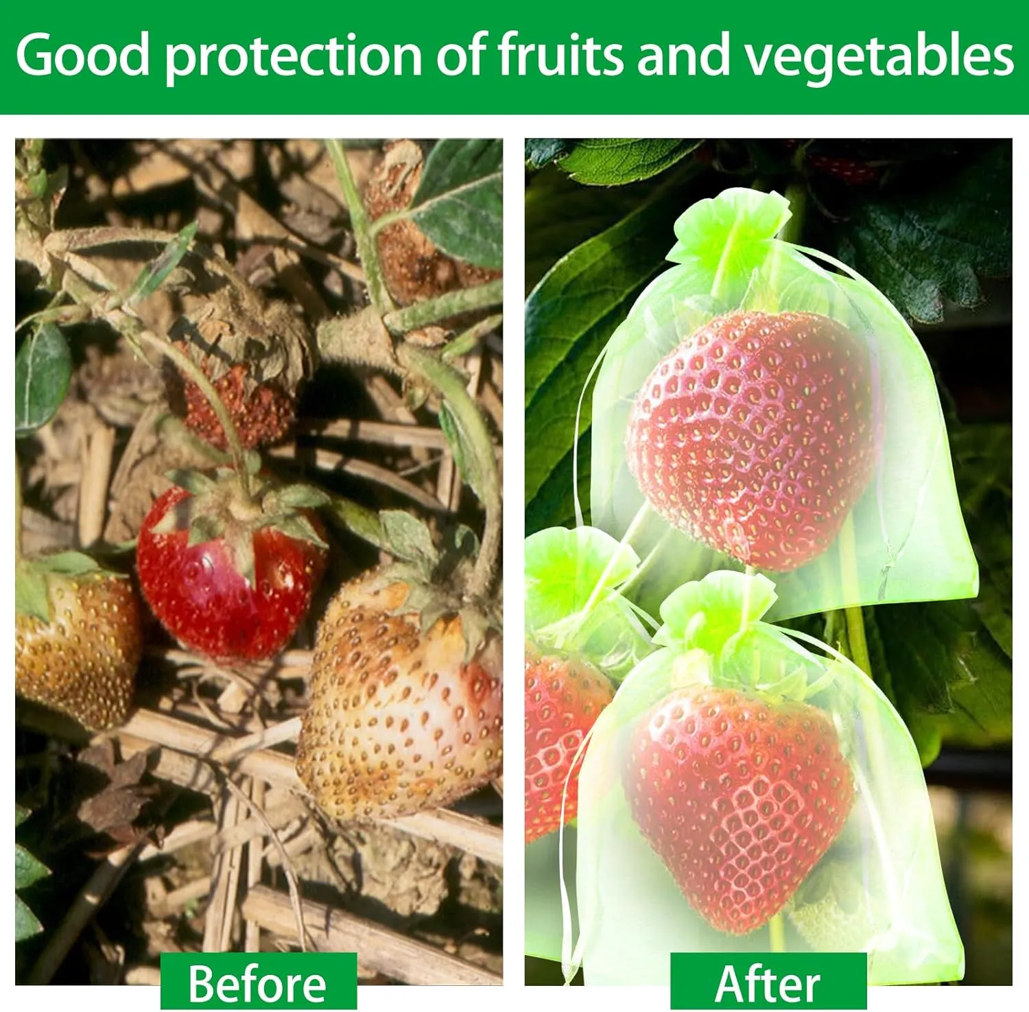 60 Pcs Fruit Protection Bags 7''x9'' Fruit Net Bags with Drawstring Bag for Fruit, Vegetable Net Cover Mesh Bag for Protecting Fruits(Fruit Green,7 x 9 Inch)