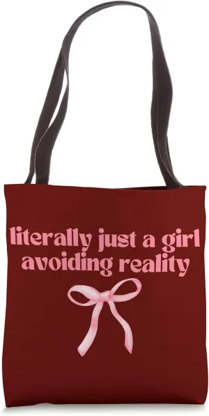Avoiding Reality Cute Girly Reading Bookworm Tote Bag