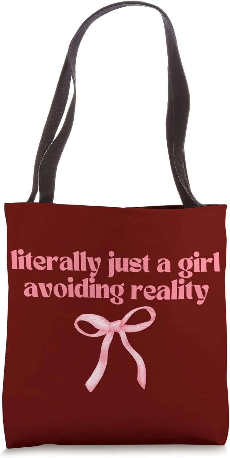 Avoiding Reality Cute Girly Reading Bookworm Tote Bag