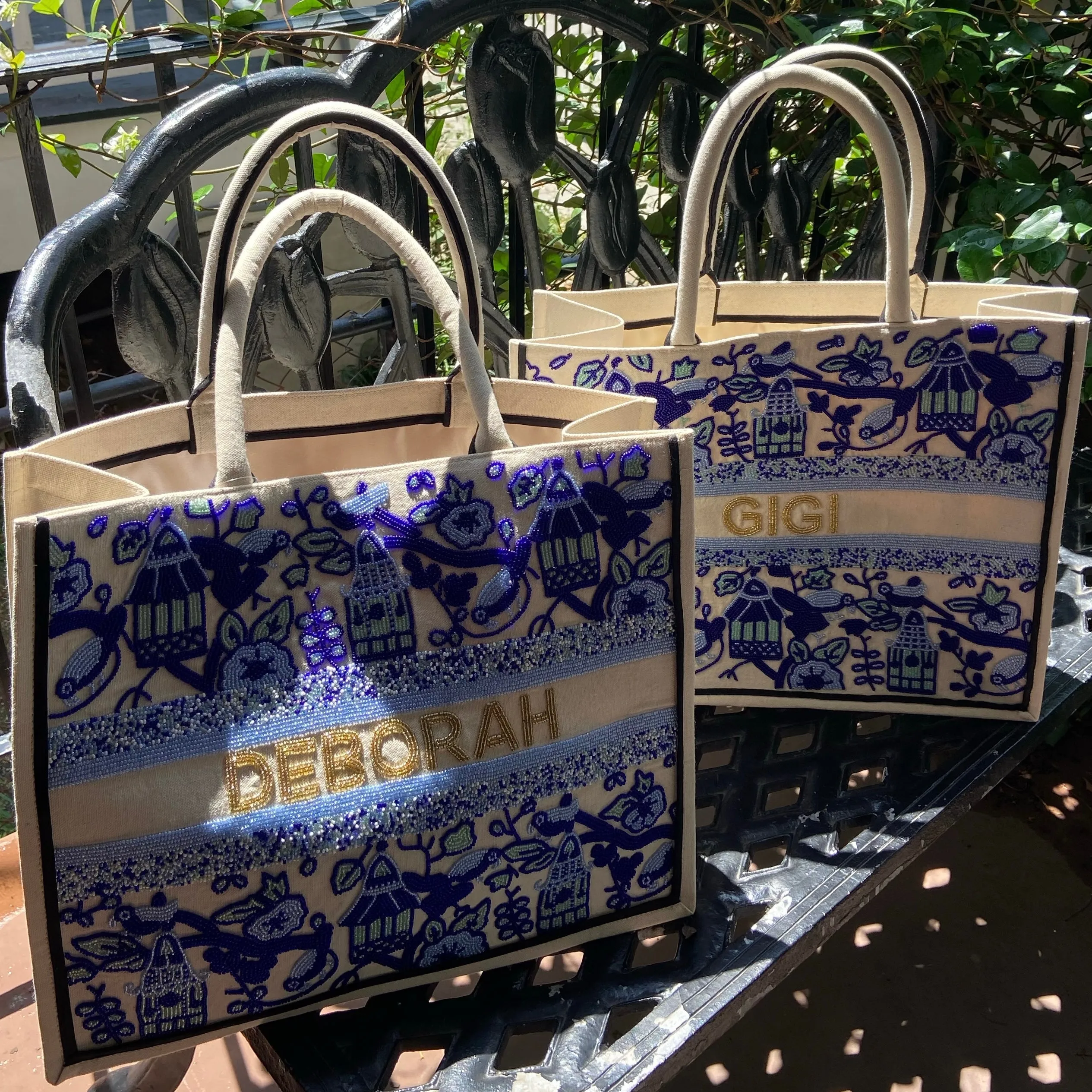 BEADED CUSTOM CHINOISERIE TOTE