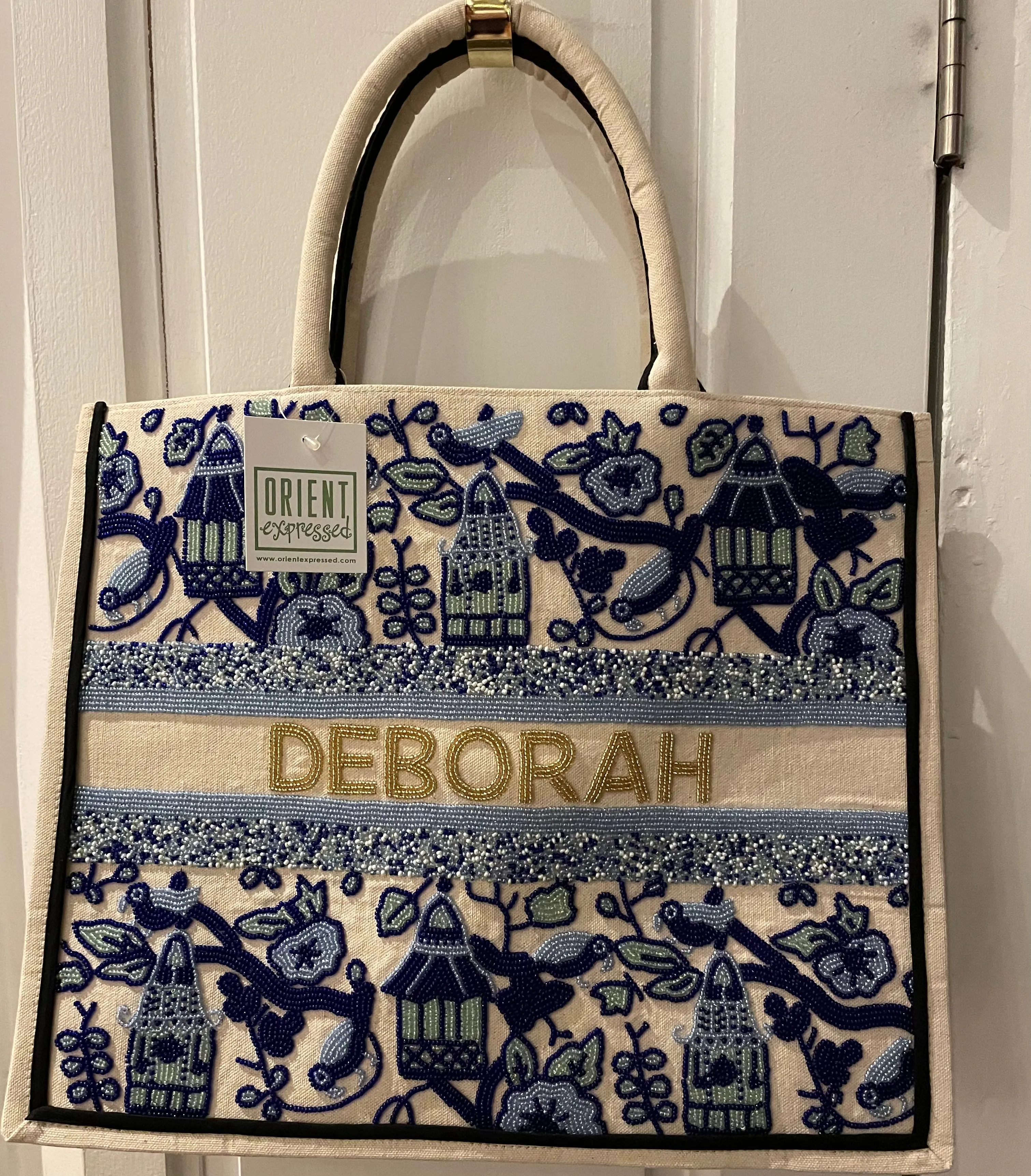 BEADED CUSTOM CHINOISERIE TOTE
