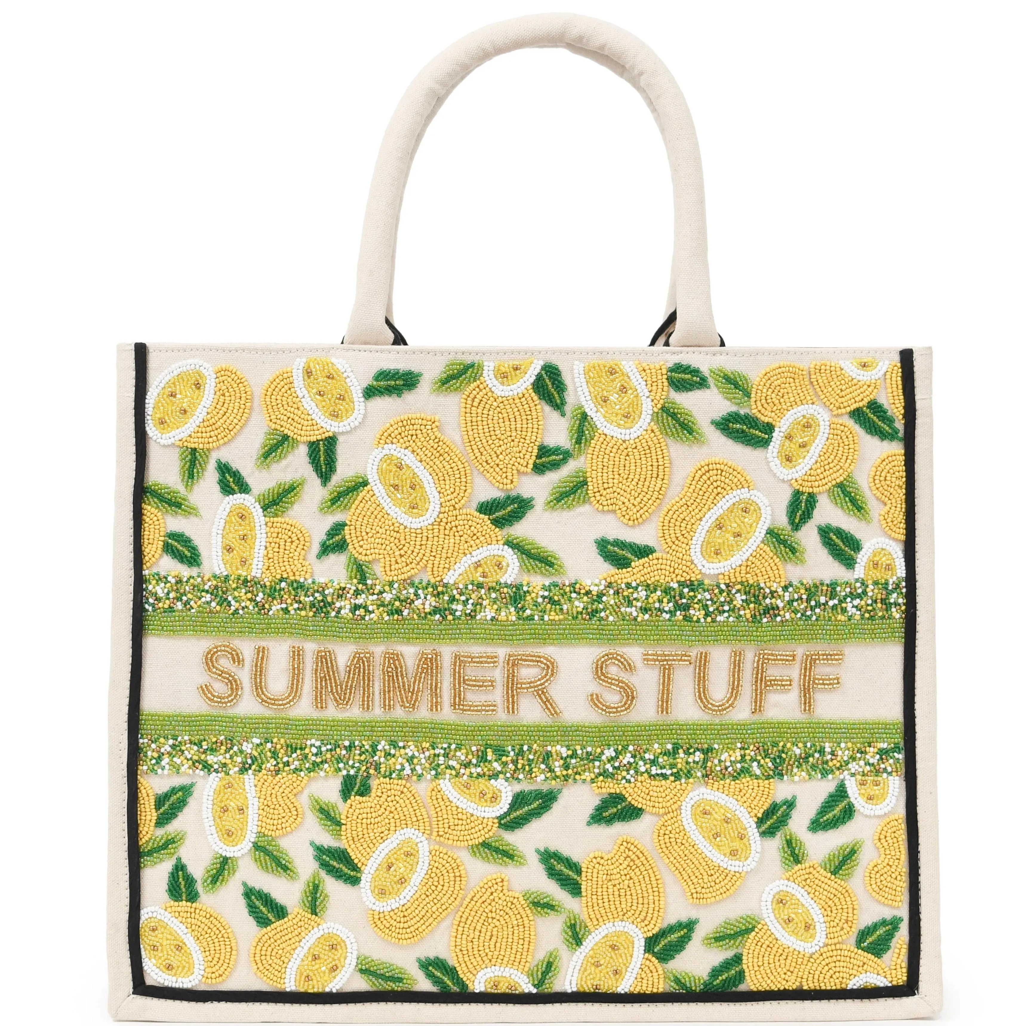 BEADED CUSTOM LEMONS TOTE