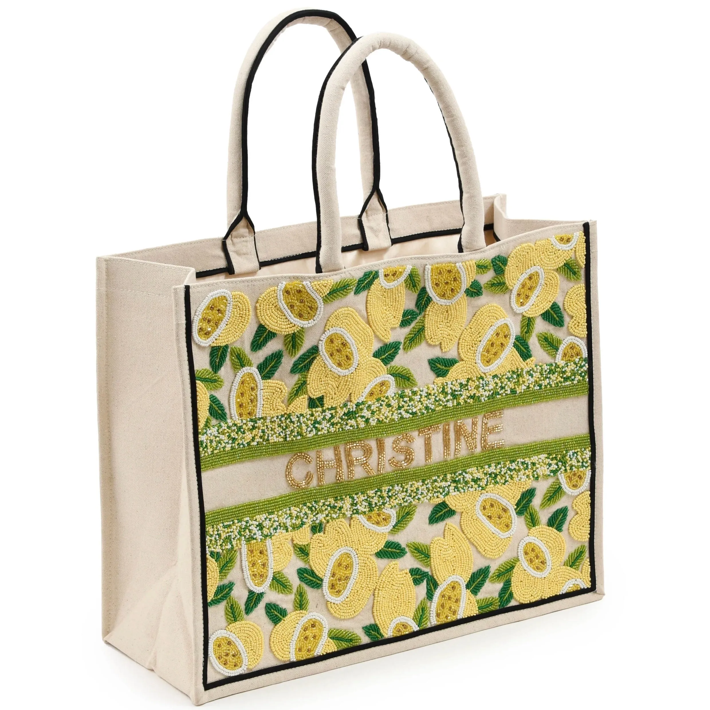 BEADED CUSTOM LEMONS TOTE
