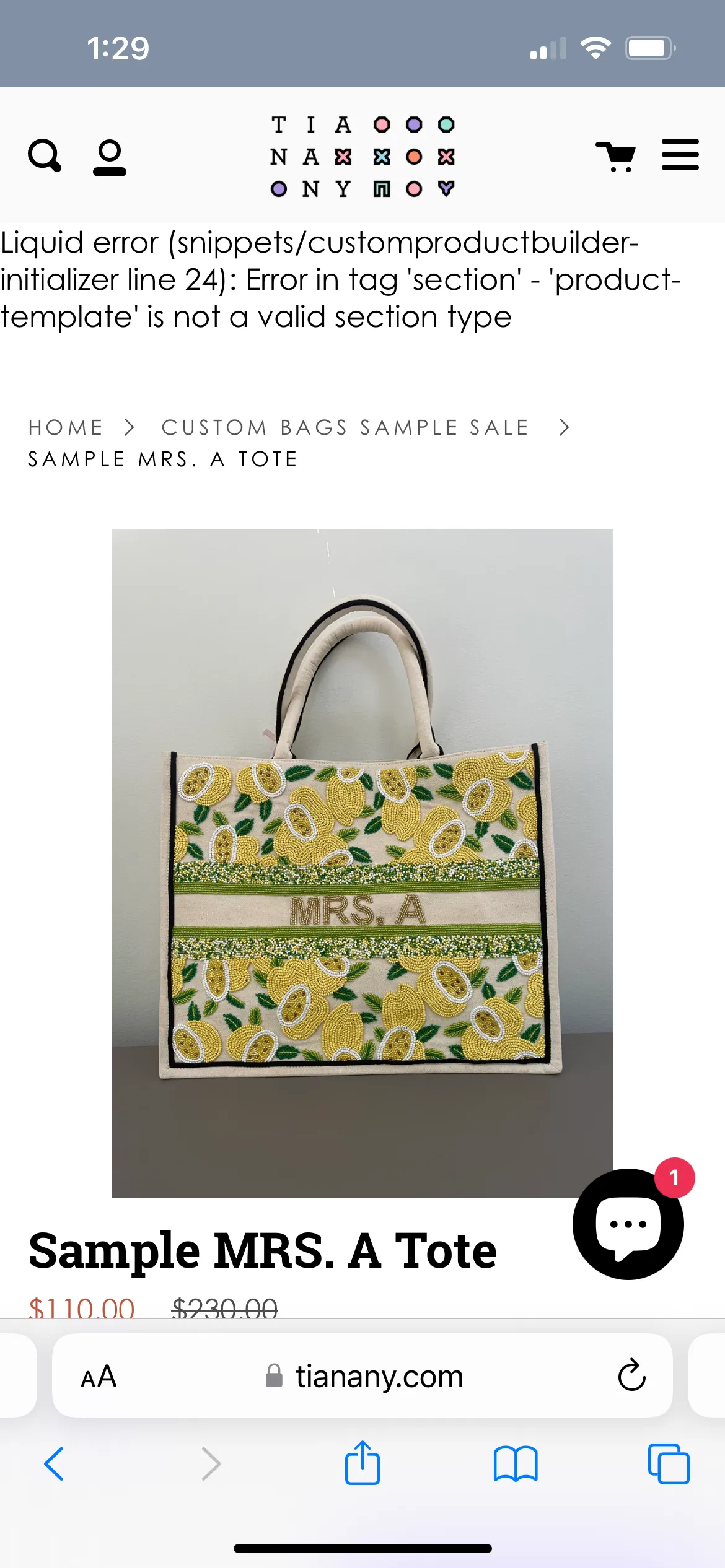 BEADED CUSTOM LEMONS TOTE