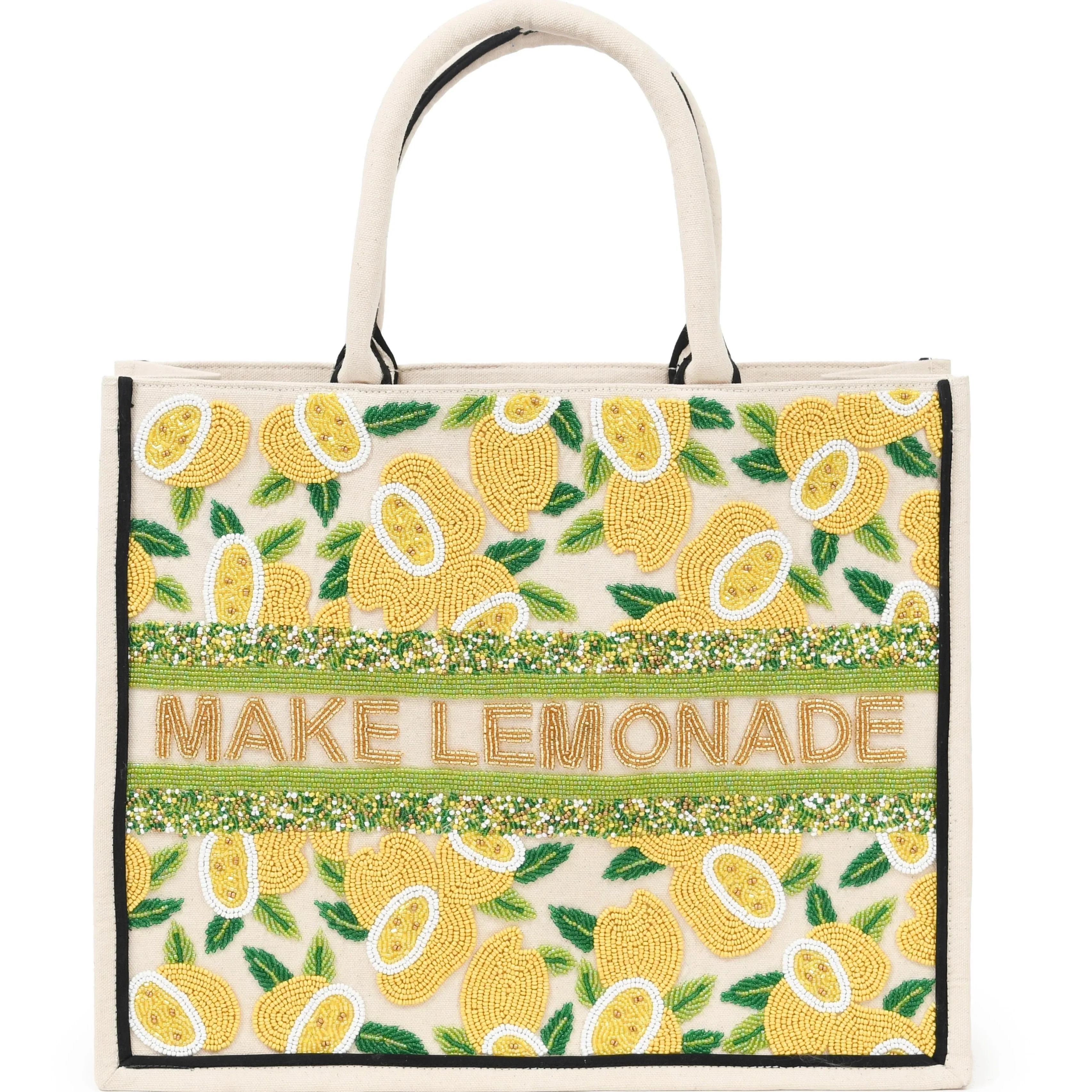 BEADED CUSTOM LEMONS TOTE