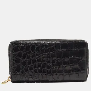 Black Alligator Zip Around Wallet