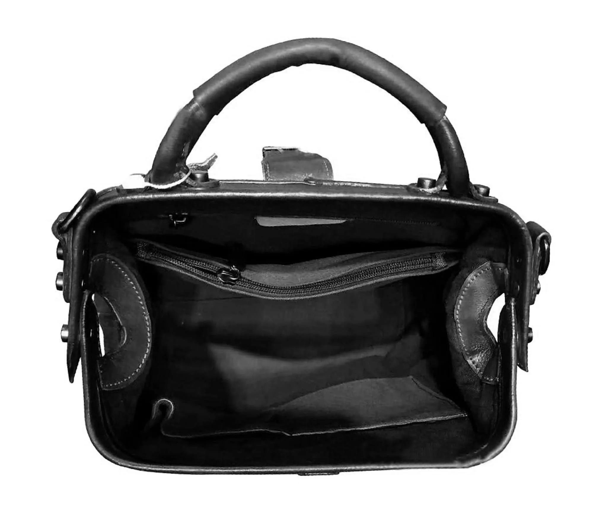 Black Convertible Crossbody Leather Doctor Bag Backpack Purse