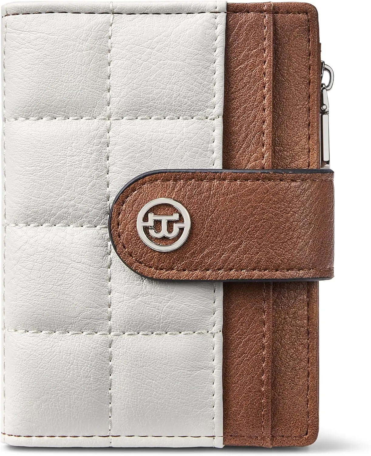 BOSTANTEN Small Wallet for Women Leather RFID Blocking Card Holder Bifold Compact Wallets With Zipper Coin Pocket BeigeBrown