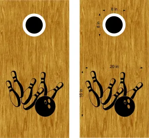 Bowling Ball Pins Cornhole Board Vinyl Decal Sticker