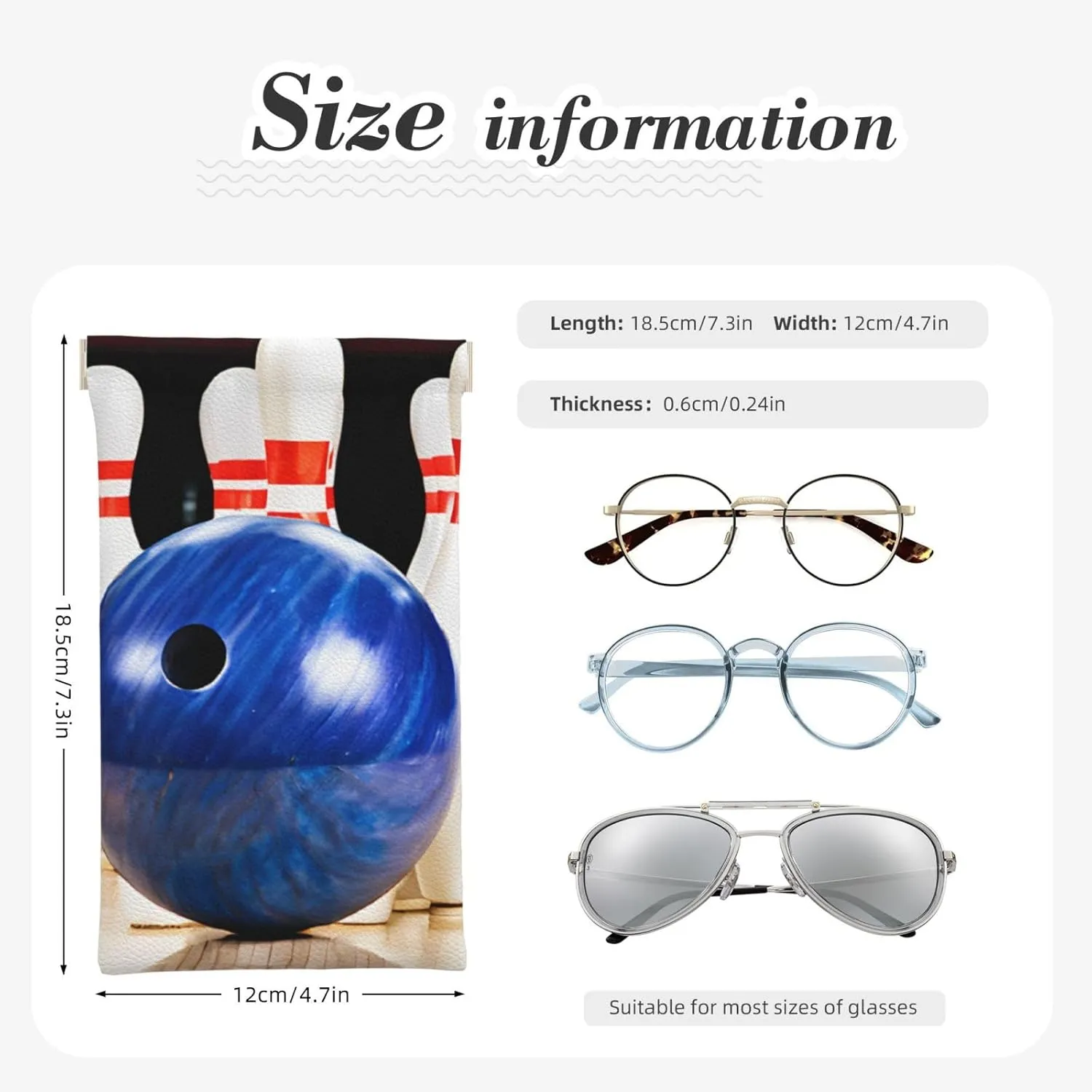 Bowling Leather Eyeglass Spring Storage Bag, Stylish Design, Versatile Functions
