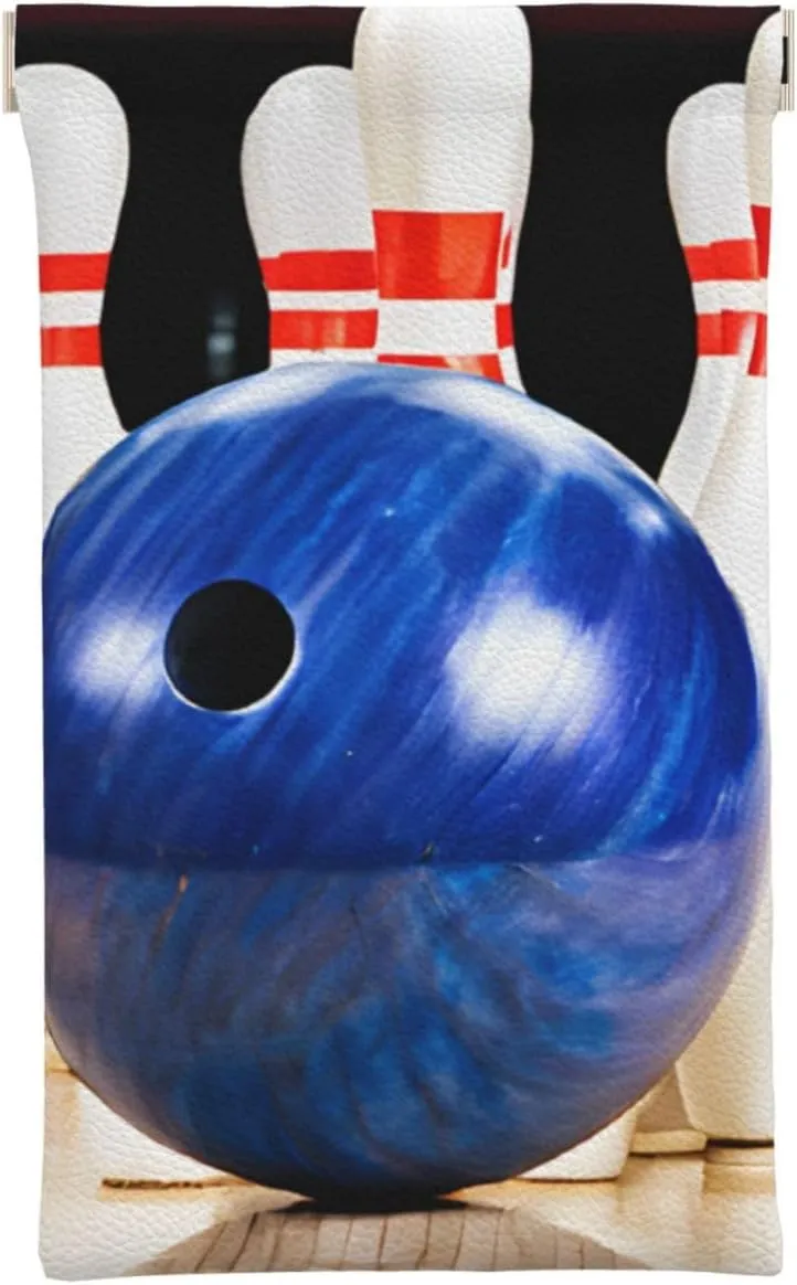 Bowling Leather Eyeglass Spring Storage Bag, Stylish Design, Versatile Functions