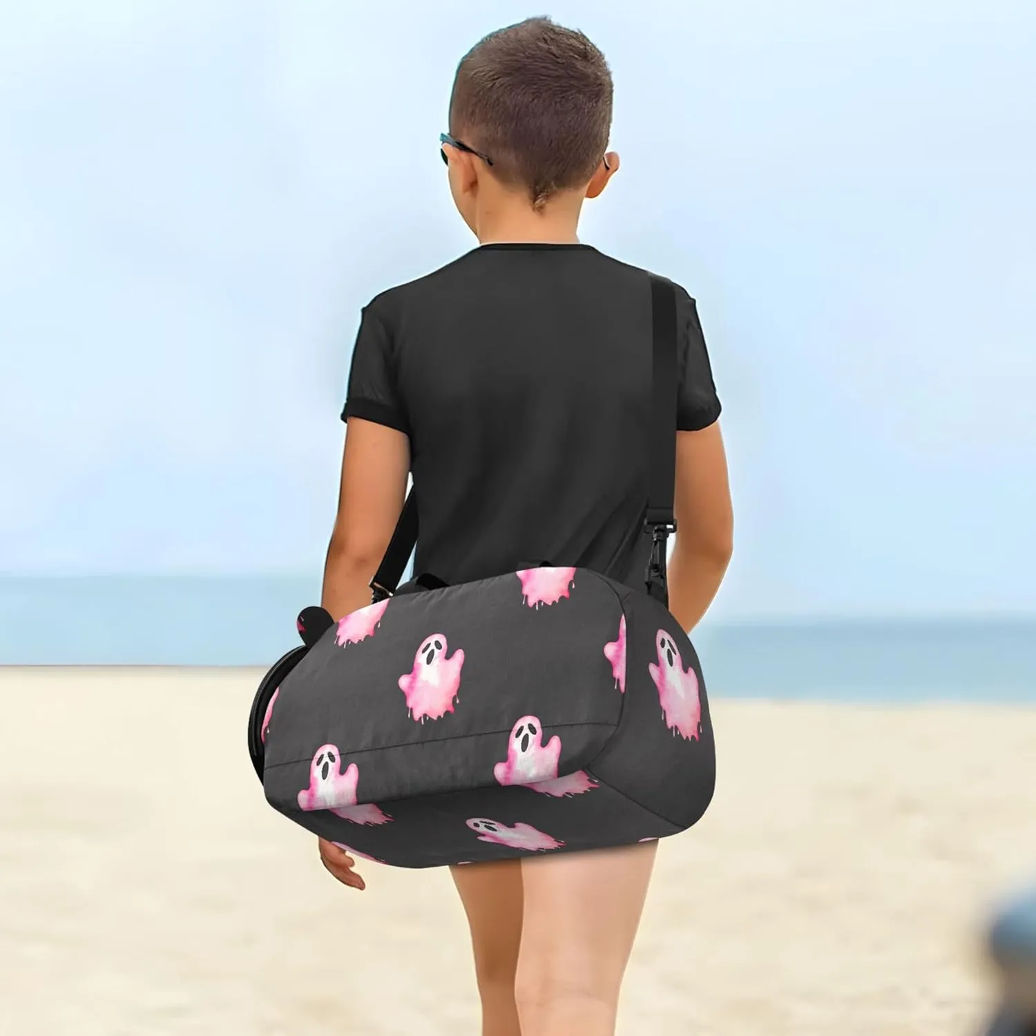 Boys Carry on Duffel Bag Weekender Overnight Pink Ghost Black Girls Tote Duffle Bags Travel Dance Duffle Bag
