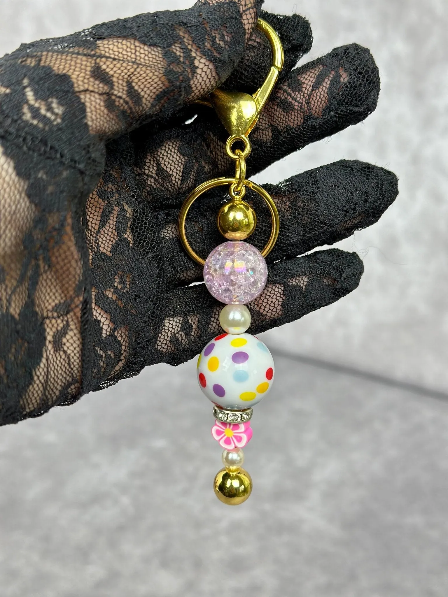 Bubble Gum Beaded Bar Keychain | Bag Charm