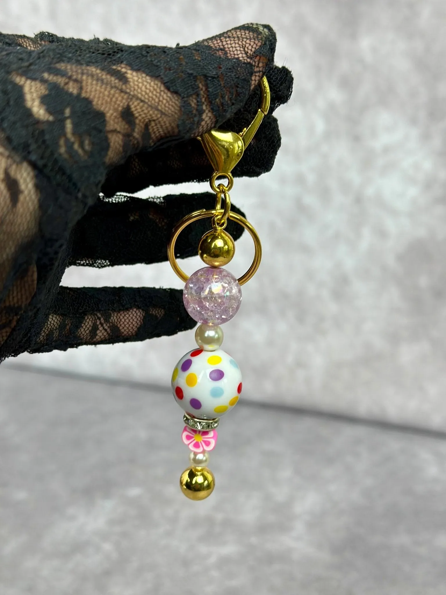 Bubble Gum Beaded Bar Keychain | Bag Charm