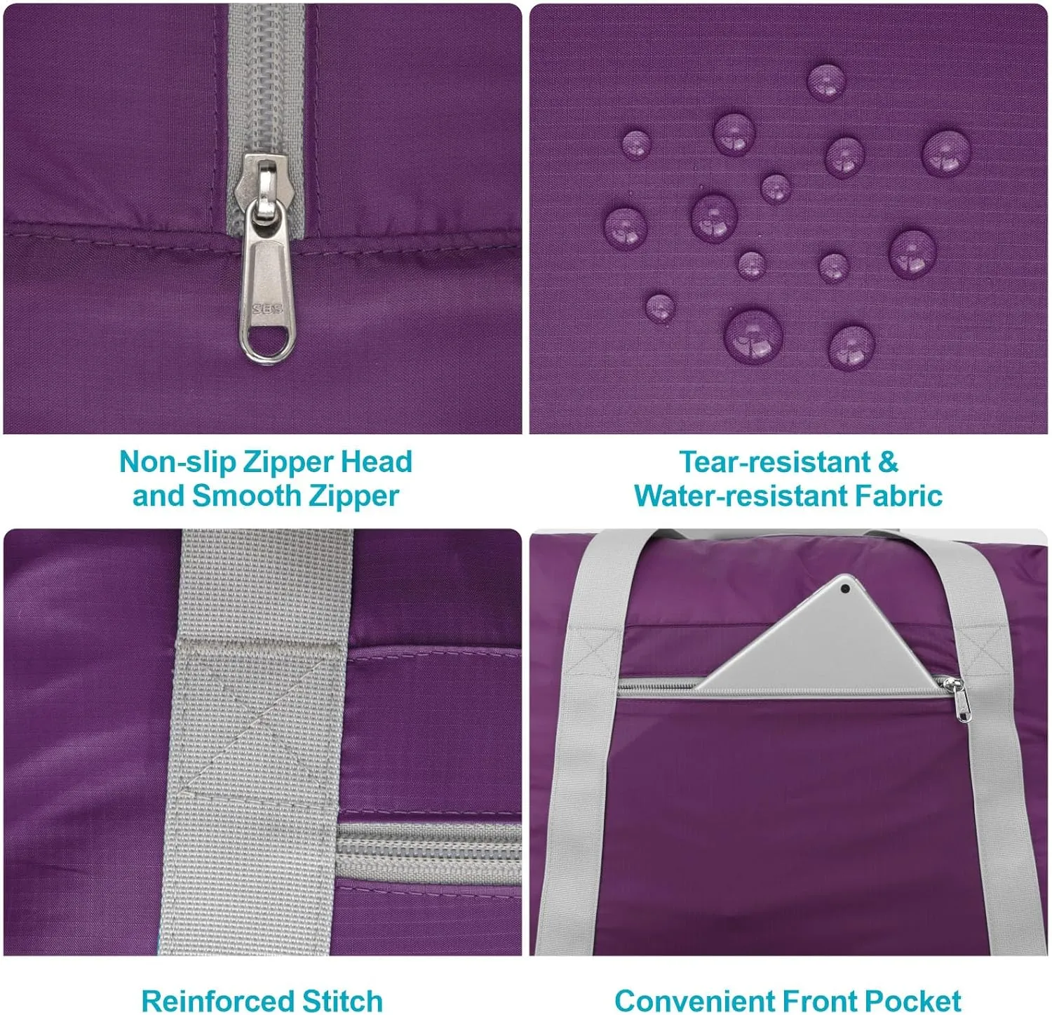 Cambond Spirit Airlines Personal Item Bag 18x14x8 Inch - 30L Carry on Personal Item Travel Bags for Short Trip, Lightweight Compact Underseat Foldable Travel Duffel Bags, Purple