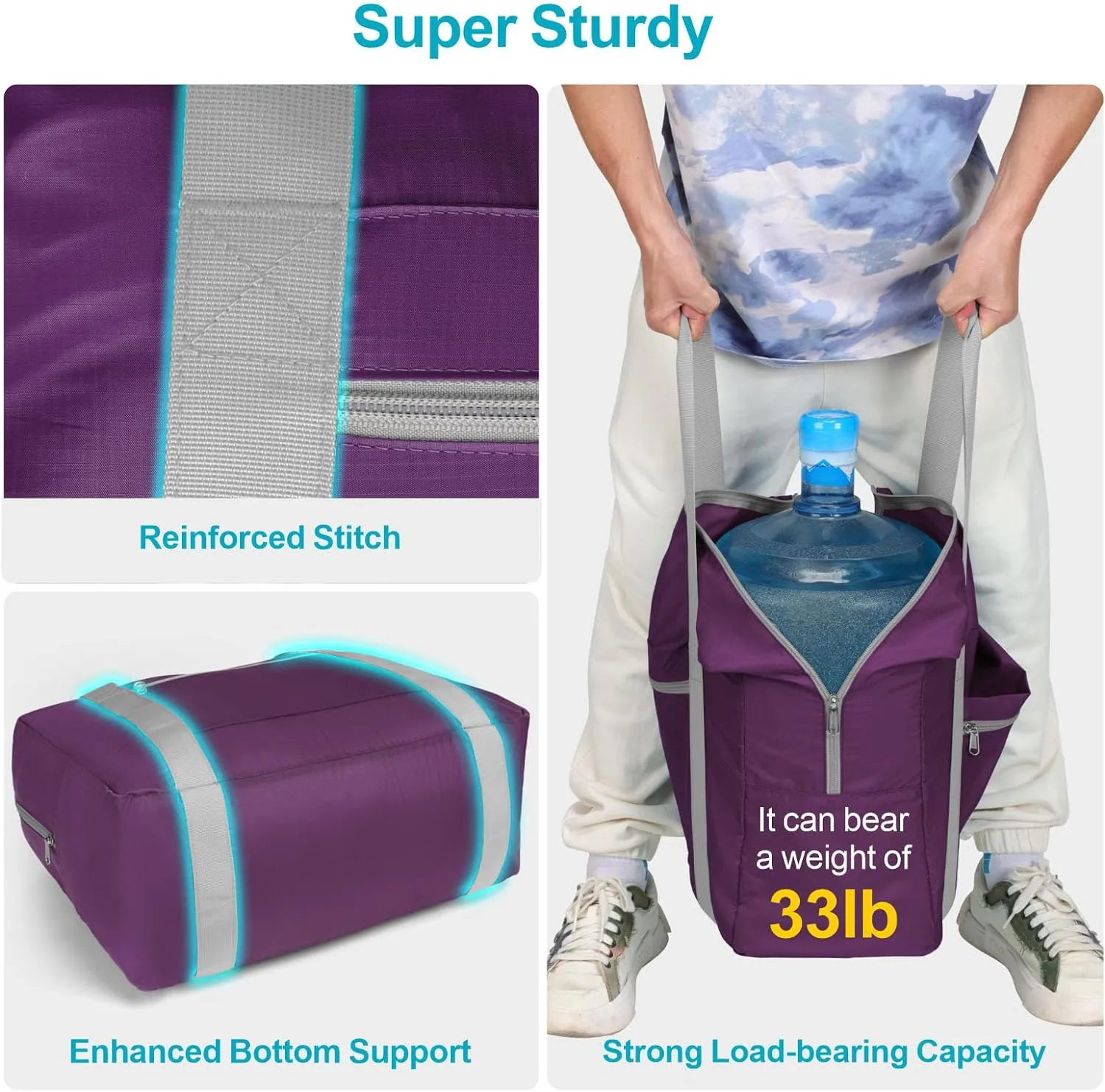 Cambond Spirit Airlines Personal Item Bag 18x14x8 Inch - 30L Carry on Personal Item Travel Bags for Short Trip, Lightweight Compact Underseat Foldable Travel Duffel Bags, Purple