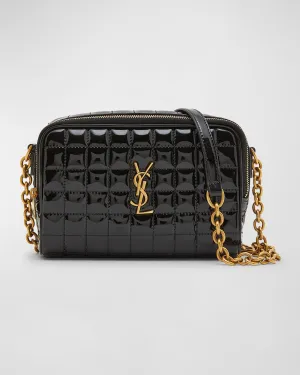 Cassandre Mini YSL Camera Bag in Quilted Patent Leather