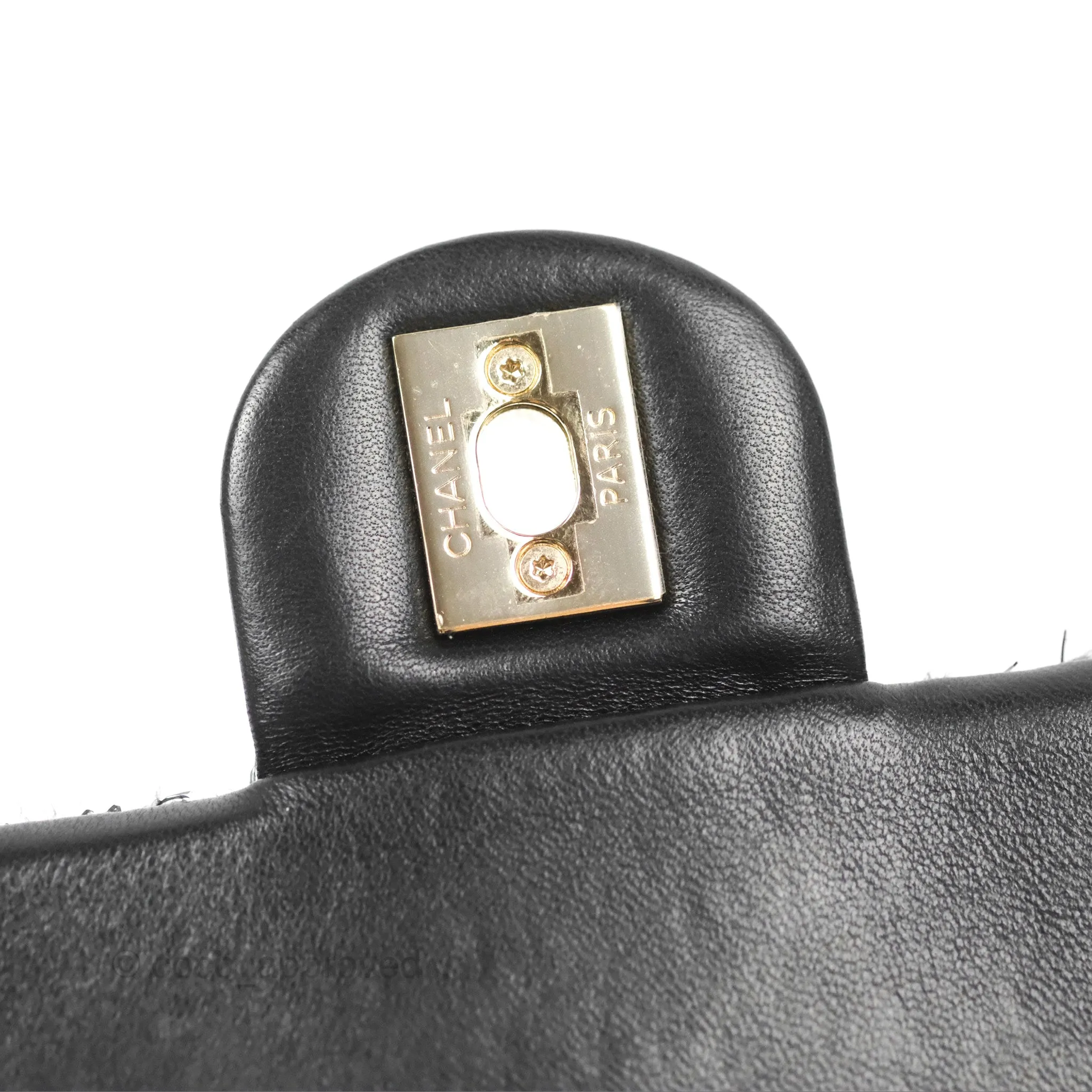 Chanel Black Faux Pearl Embellished Tweed Mini Cosmos Flap Bag
