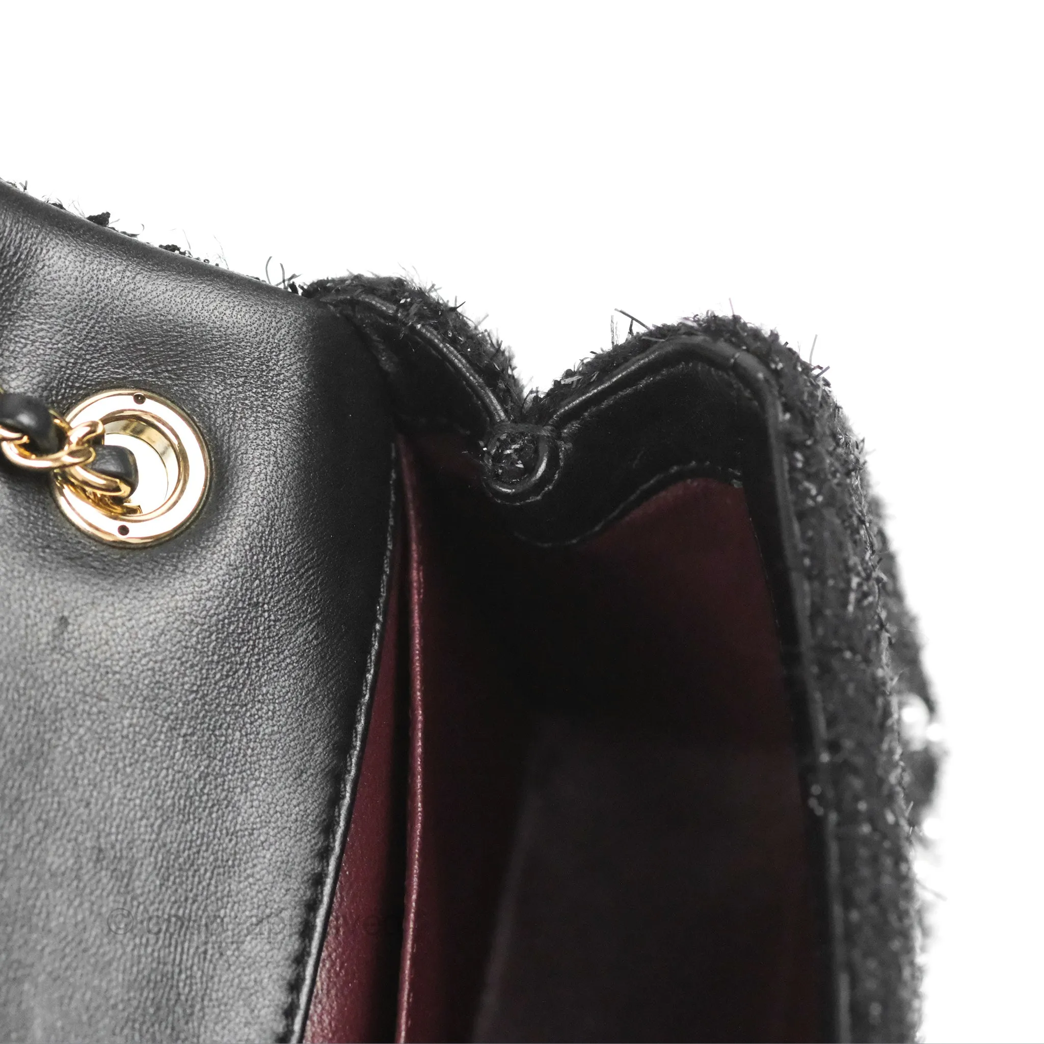 Chanel Black Faux Pearl Embellished Tweed Mini Cosmos Flap Bag