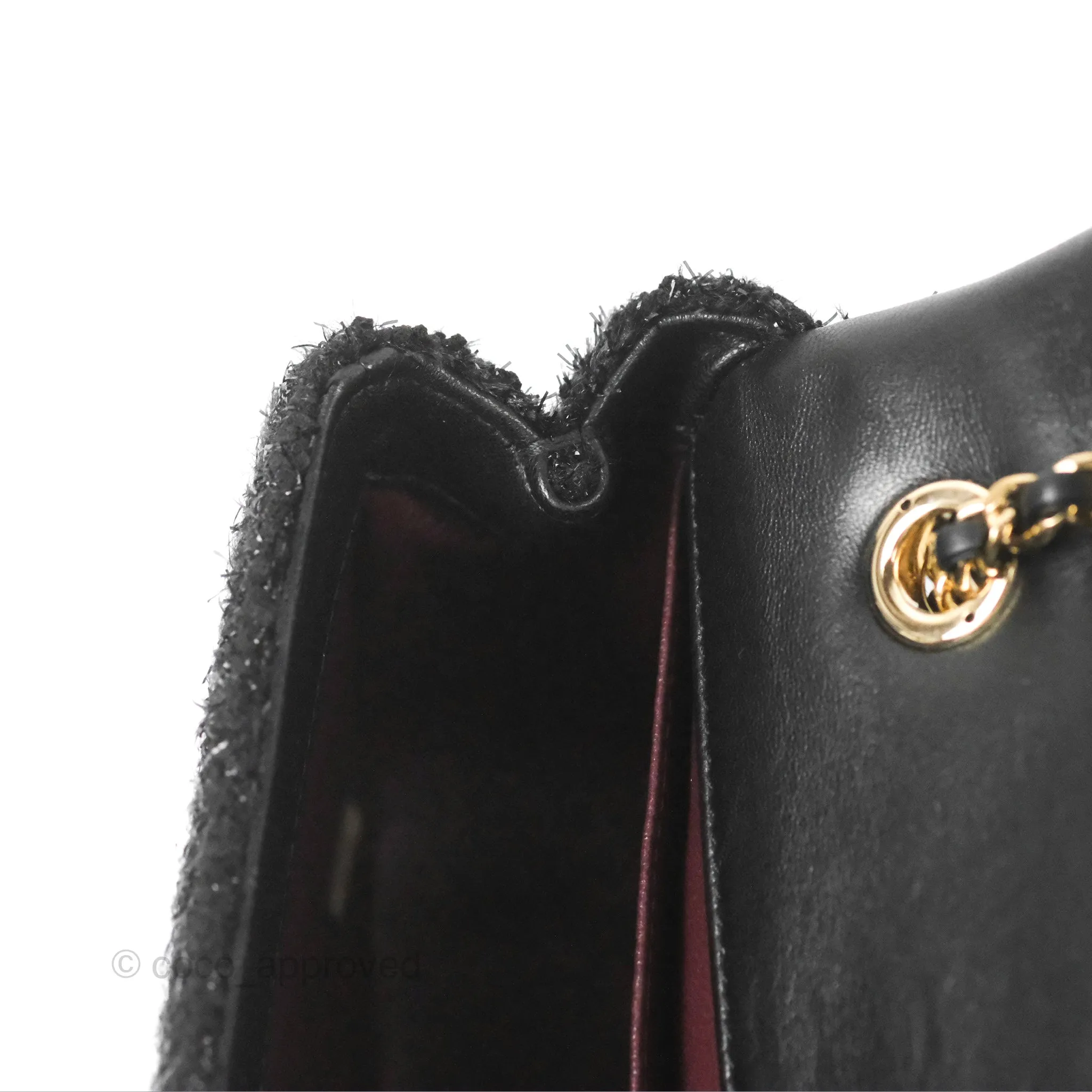 Chanel Black Faux Pearl Embellished Tweed Mini Cosmos Flap Bag