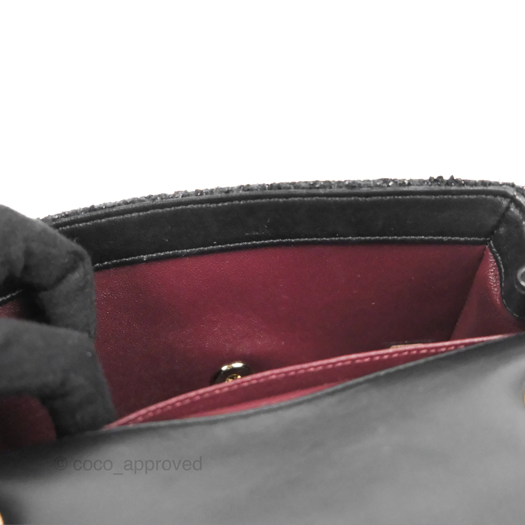 Chanel Black Faux Pearl Embellished Tweed Mini Cosmos Flap Bag