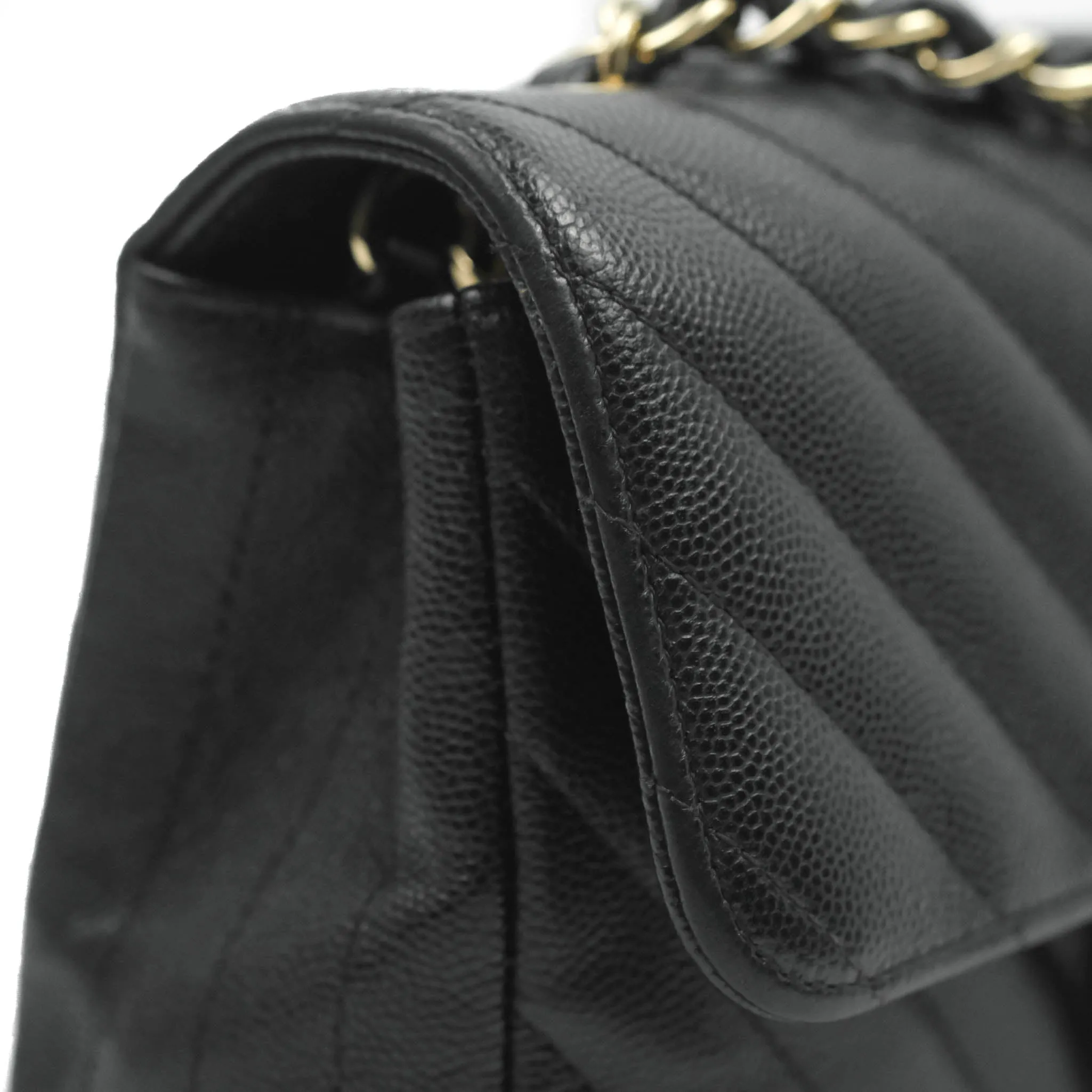 Chanel Chevron Mini Rectangular Flap Black Caviar Gold Hardware
