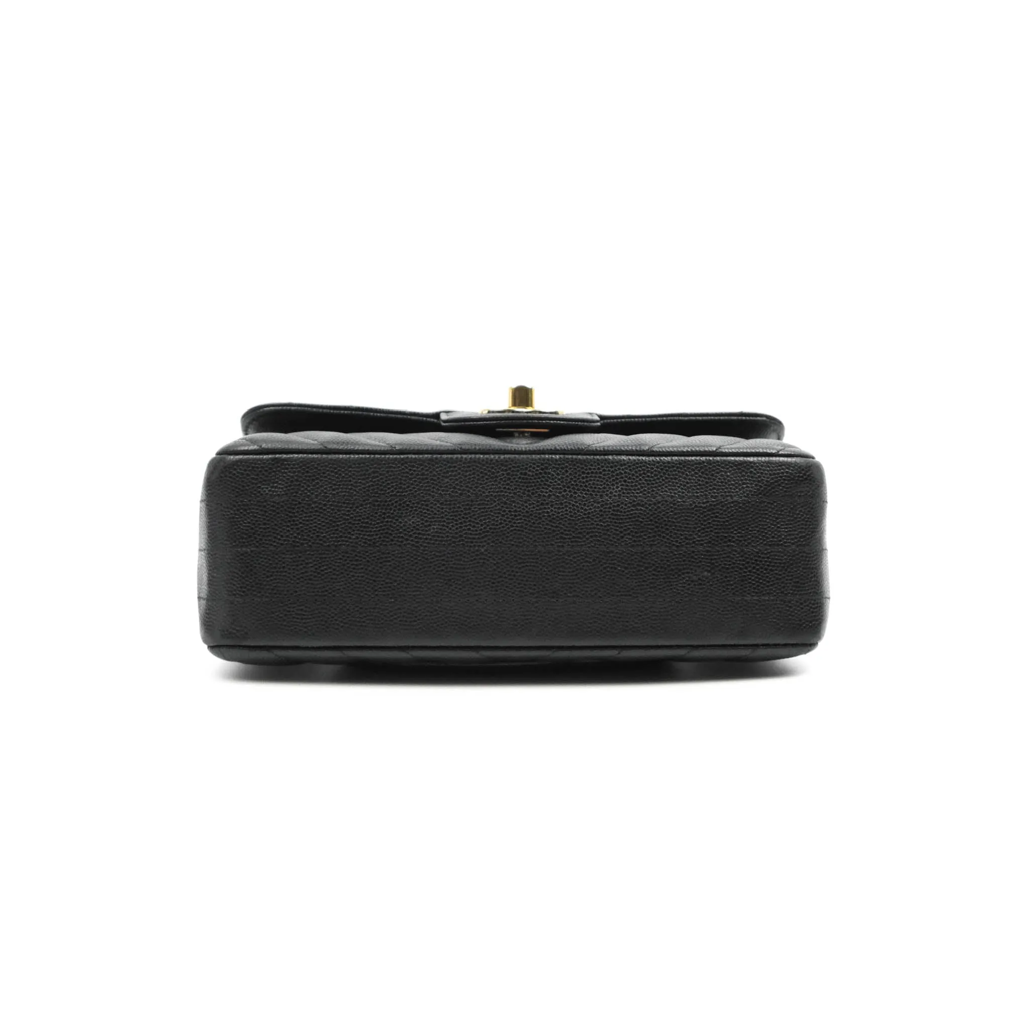Chanel Chevron Mini Rectangular Flap Black Caviar Gold Hardware