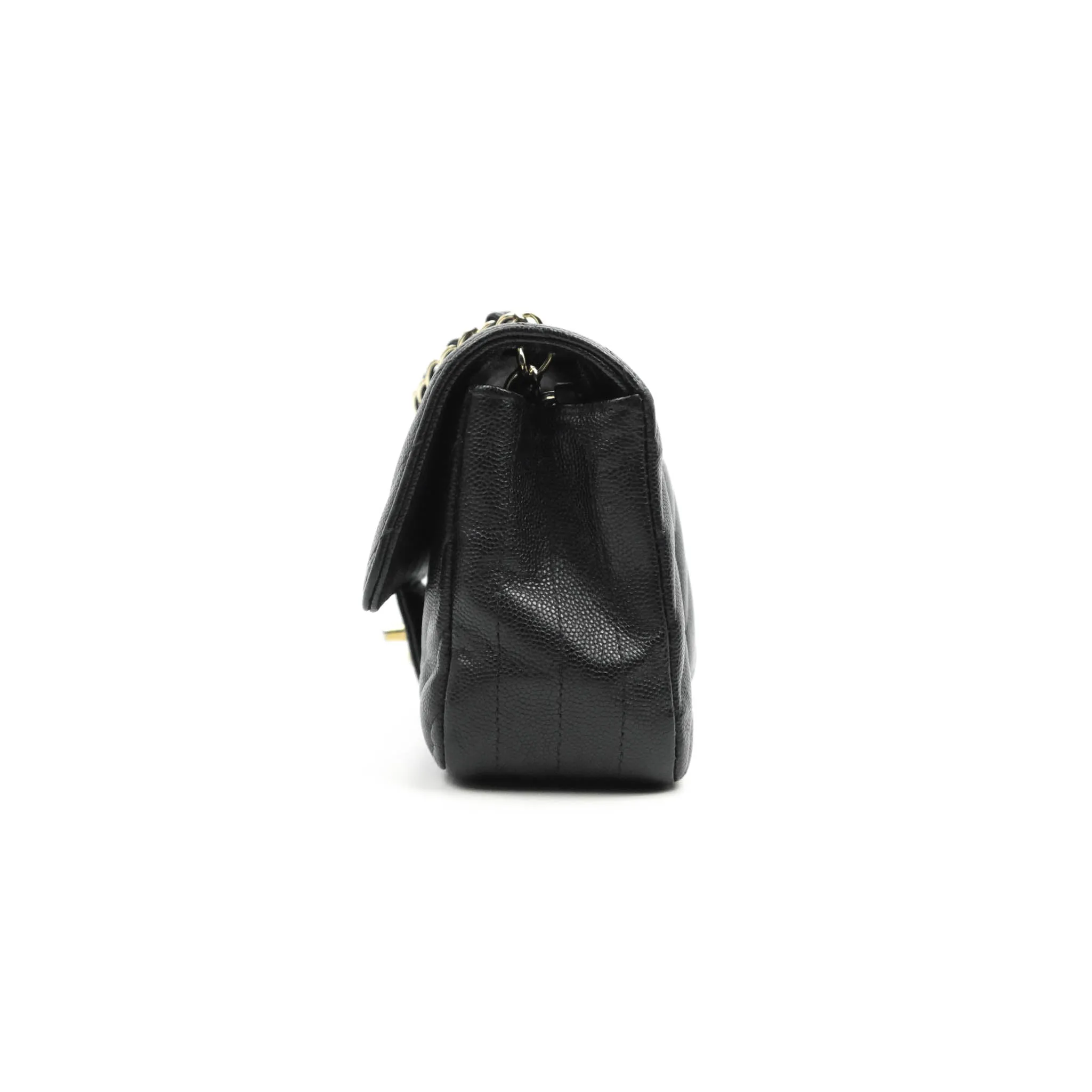 Chanel Chevron Mini Rectangular Flap Black Caviar Gold Hardware