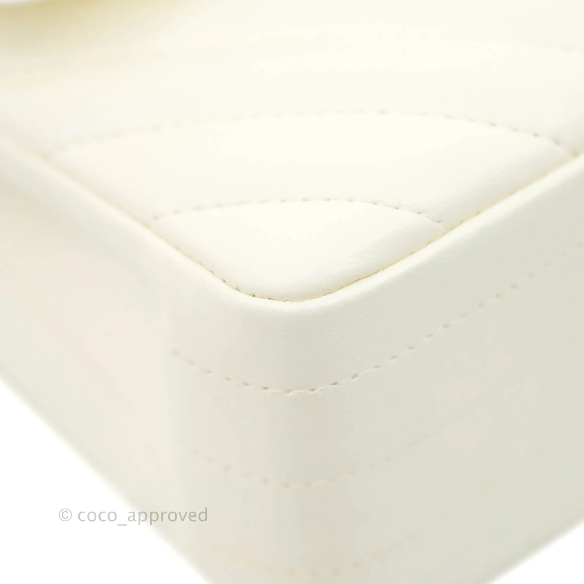 Chanel Classic Chevron S/M Small Double Flap Ivory White Lambskin Gold Hardware