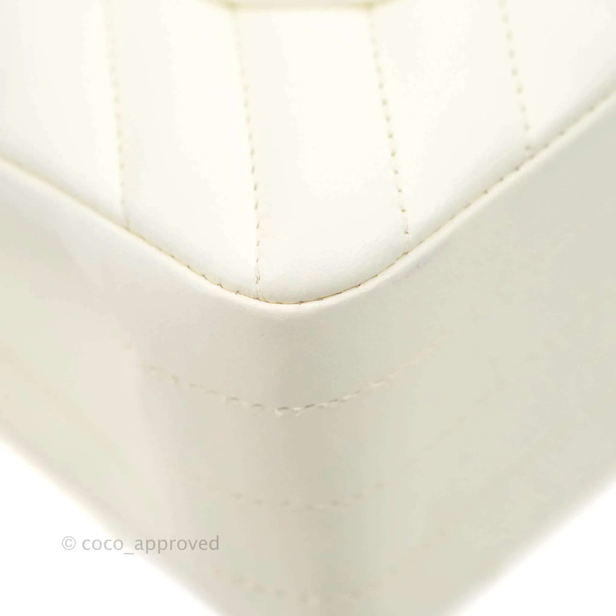 Chanel Classic Chevron S/M Small Double Flap Ivory White Lambskin Gold Hardware