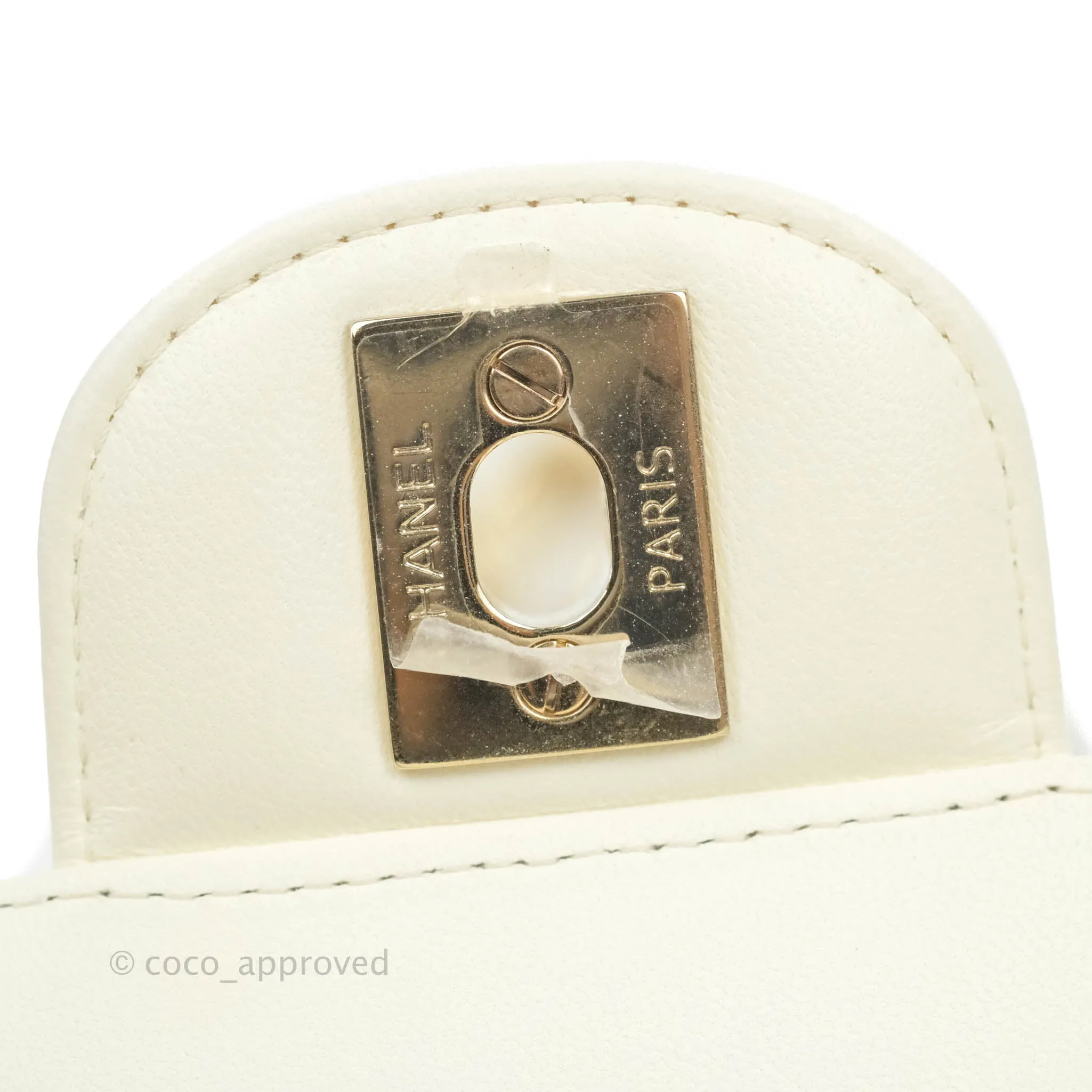 Chanel Classic Chevron S/M Small Double Flap Ivory White Lambskin Gold Hardware