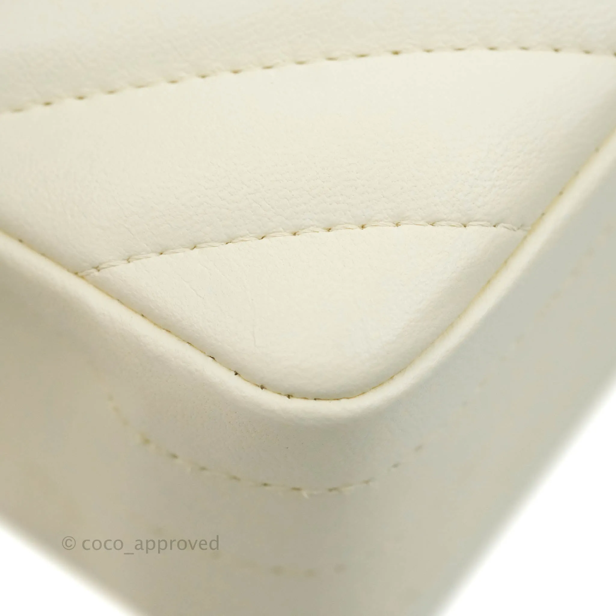 Chanel Classic Chevron S/M Small Double Flap Ivory White Lambskin Gold Hardware