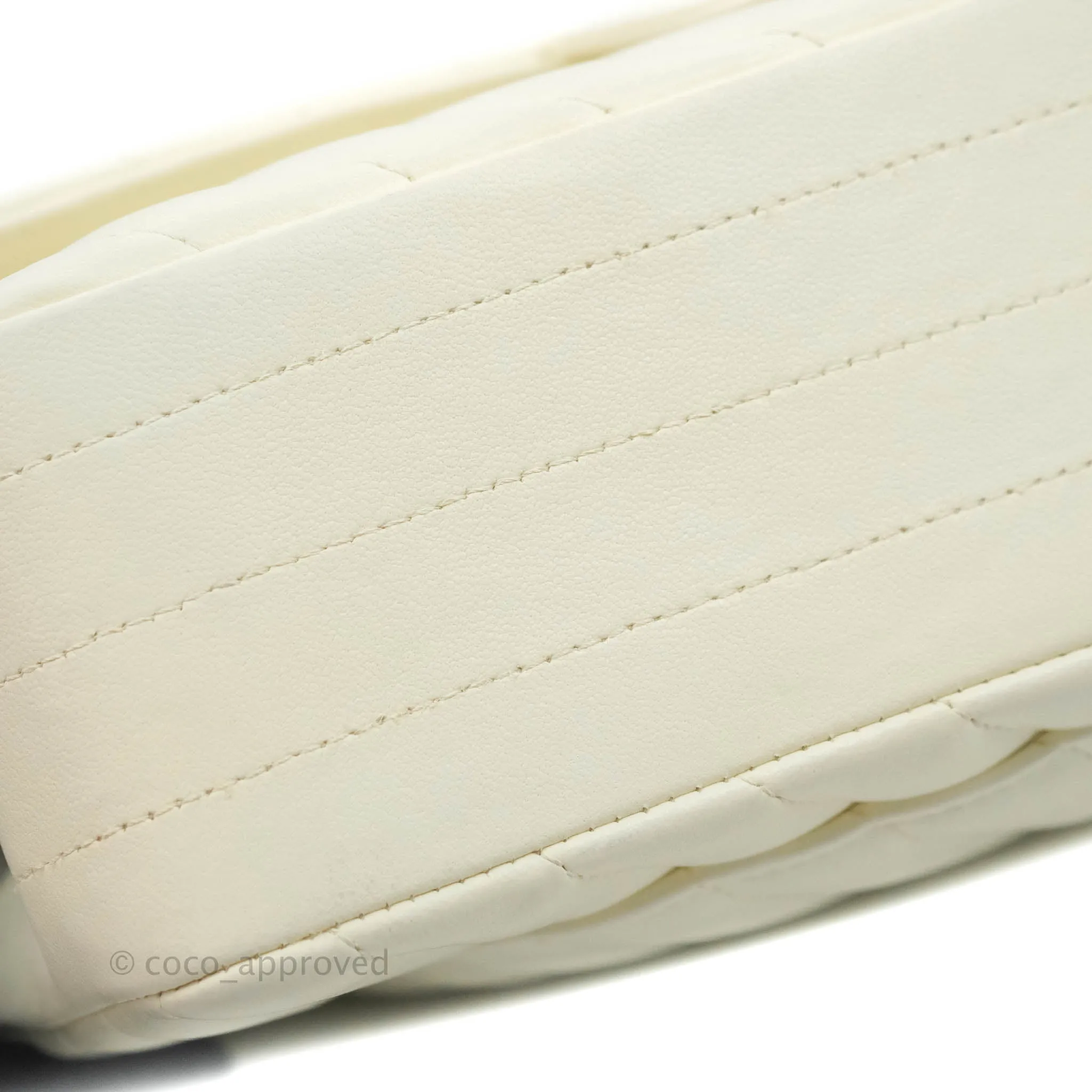 Chanel Classic Chevron S/M Small Double Flap Ivory White Lambskin Gold Hardware