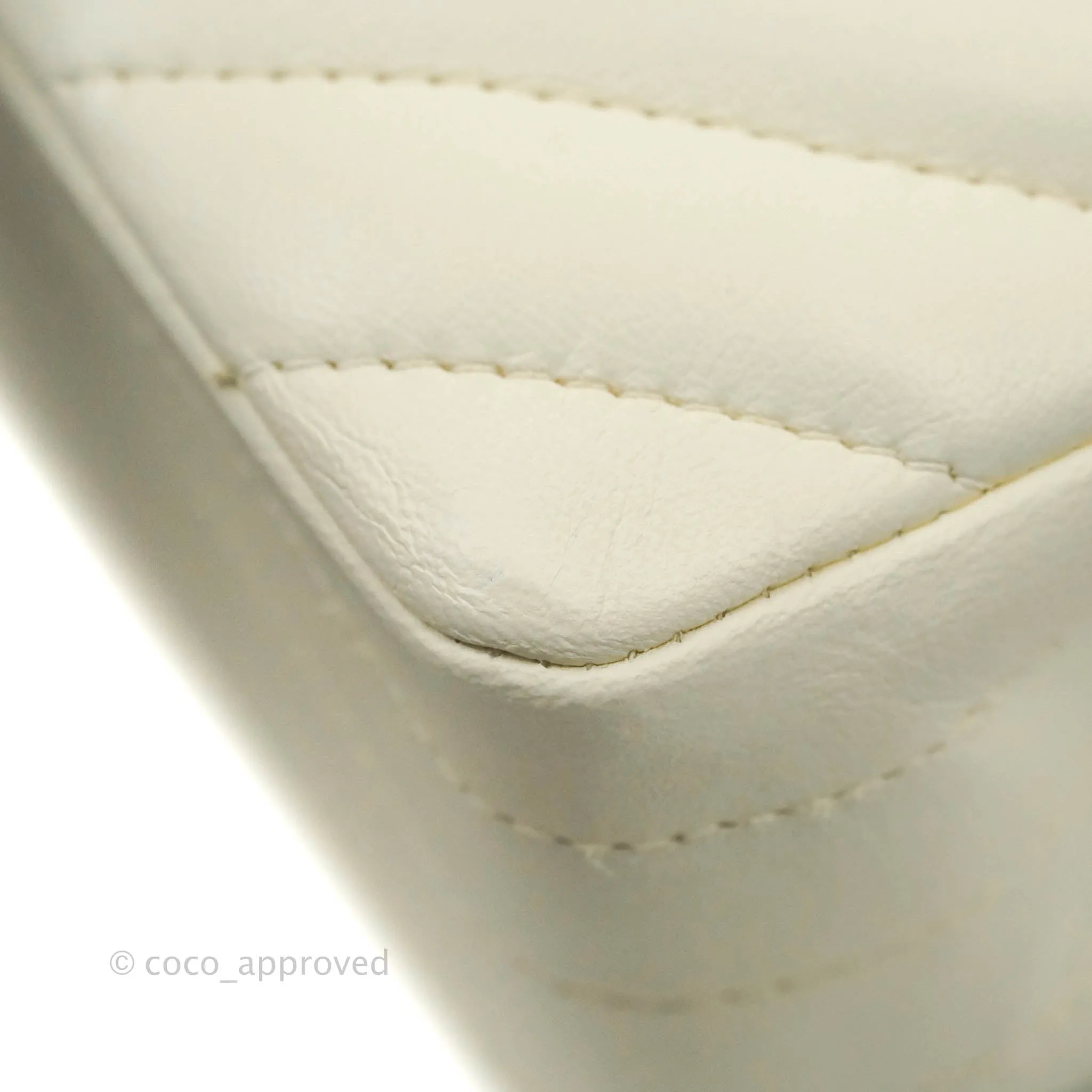 Chanel Classic Chevron S/M Small Double Flap Ivory White Lambskin Gold Hardware