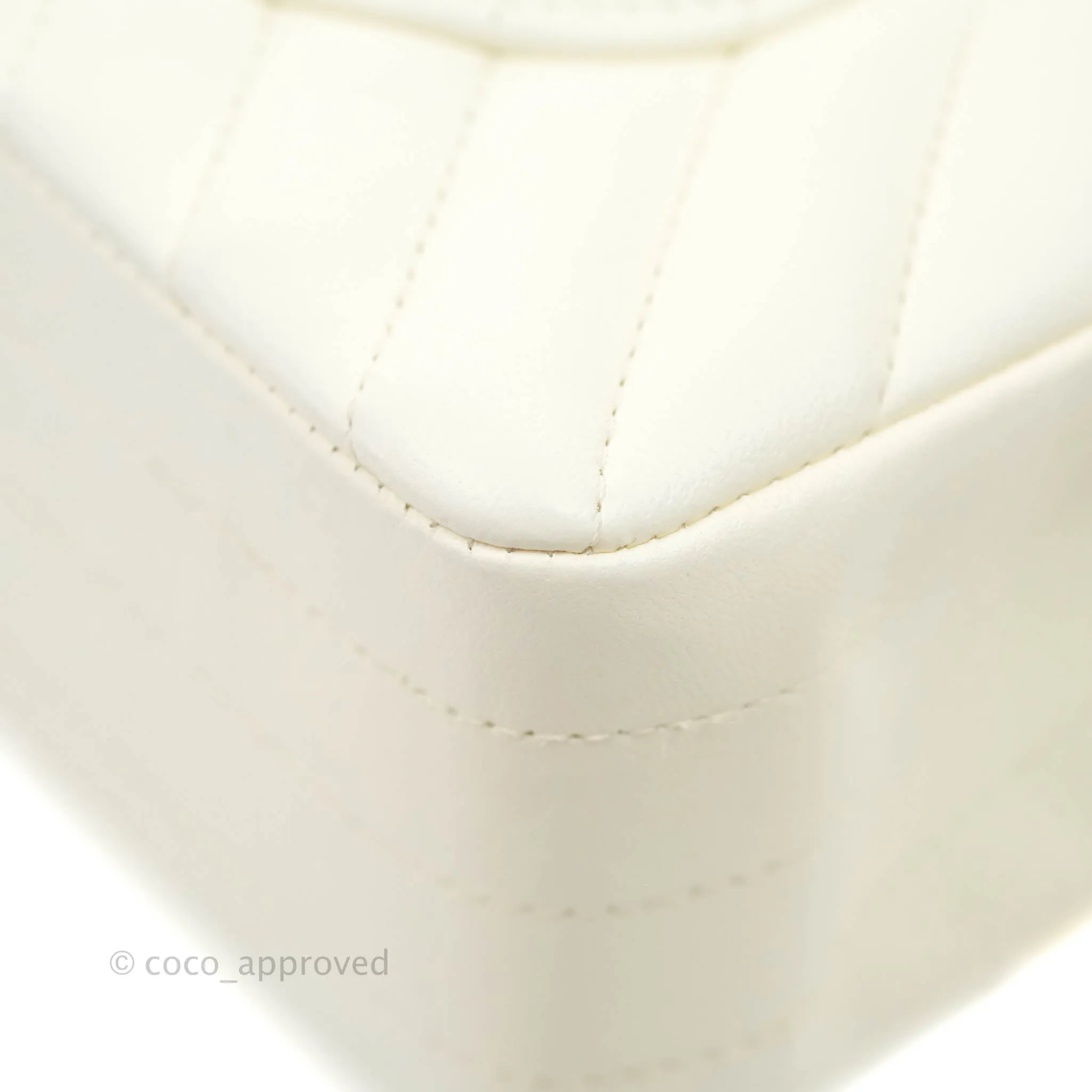 Chanel Classic Chevron S/M Small Double Flap Ivory White Lambskin Gold Hardware