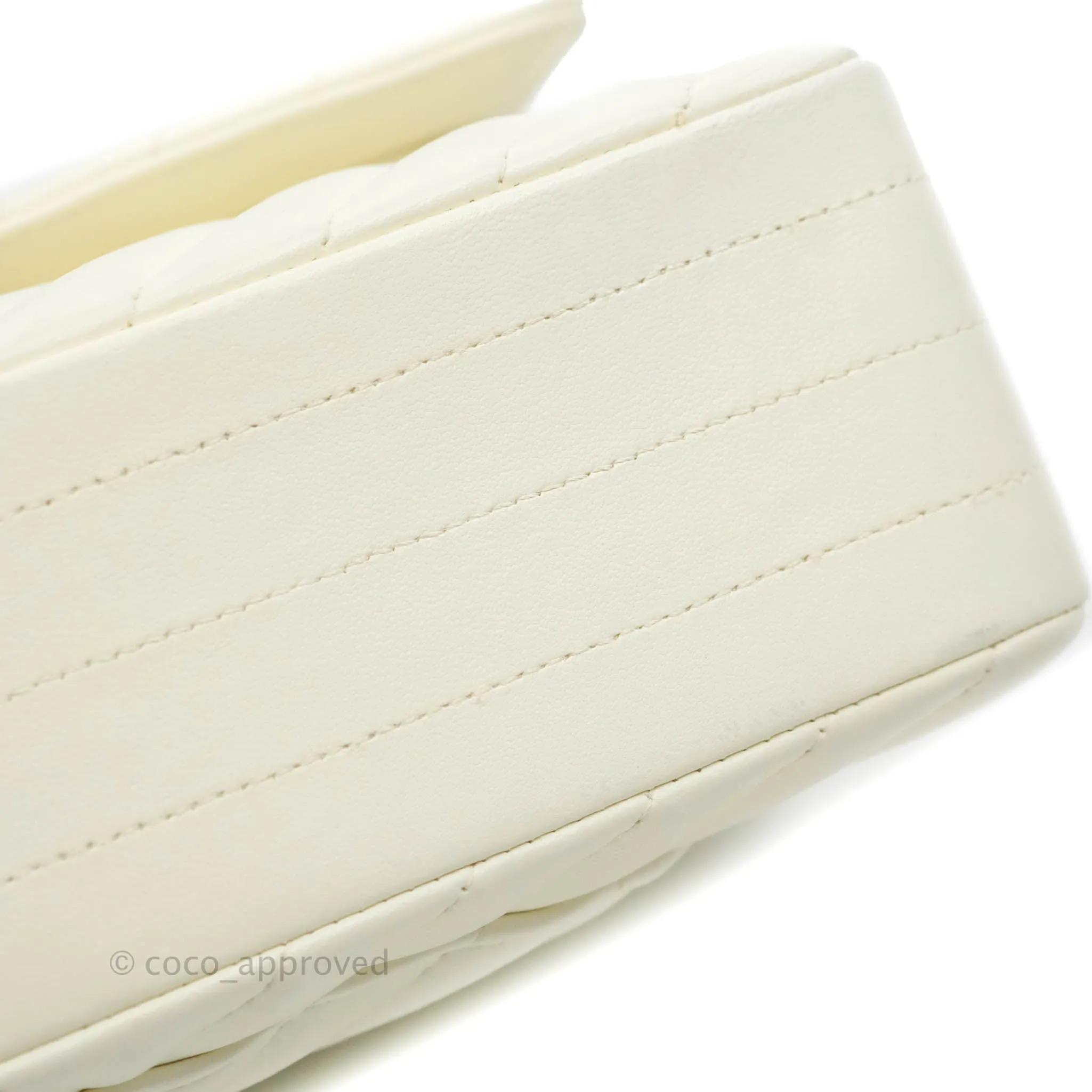 Chanel Classic Chevron S/M Small Double Flap Ivory White Lambskin Gold Hardware