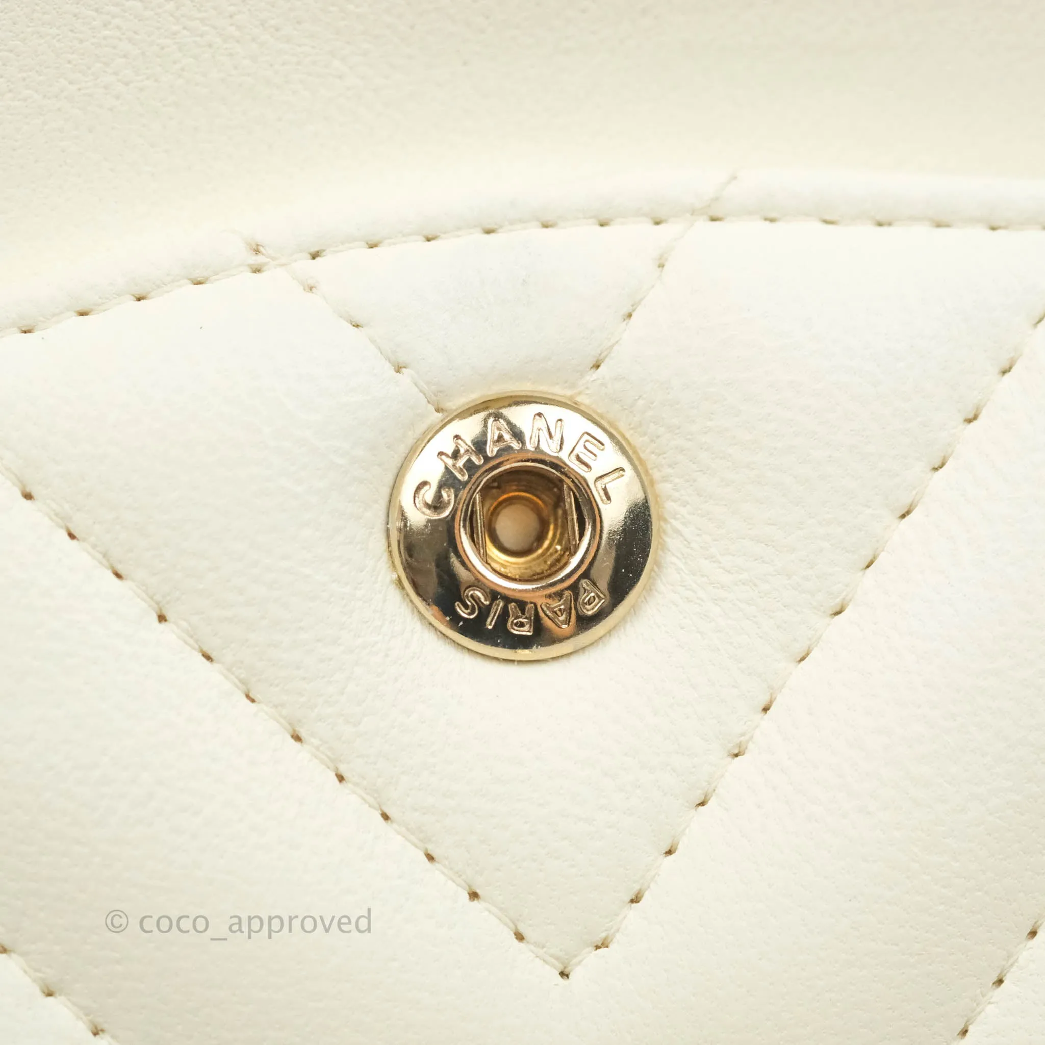 Chanel Classic Chevron S/M Small Double Flap Ivory White Lambskin Gold Hardware