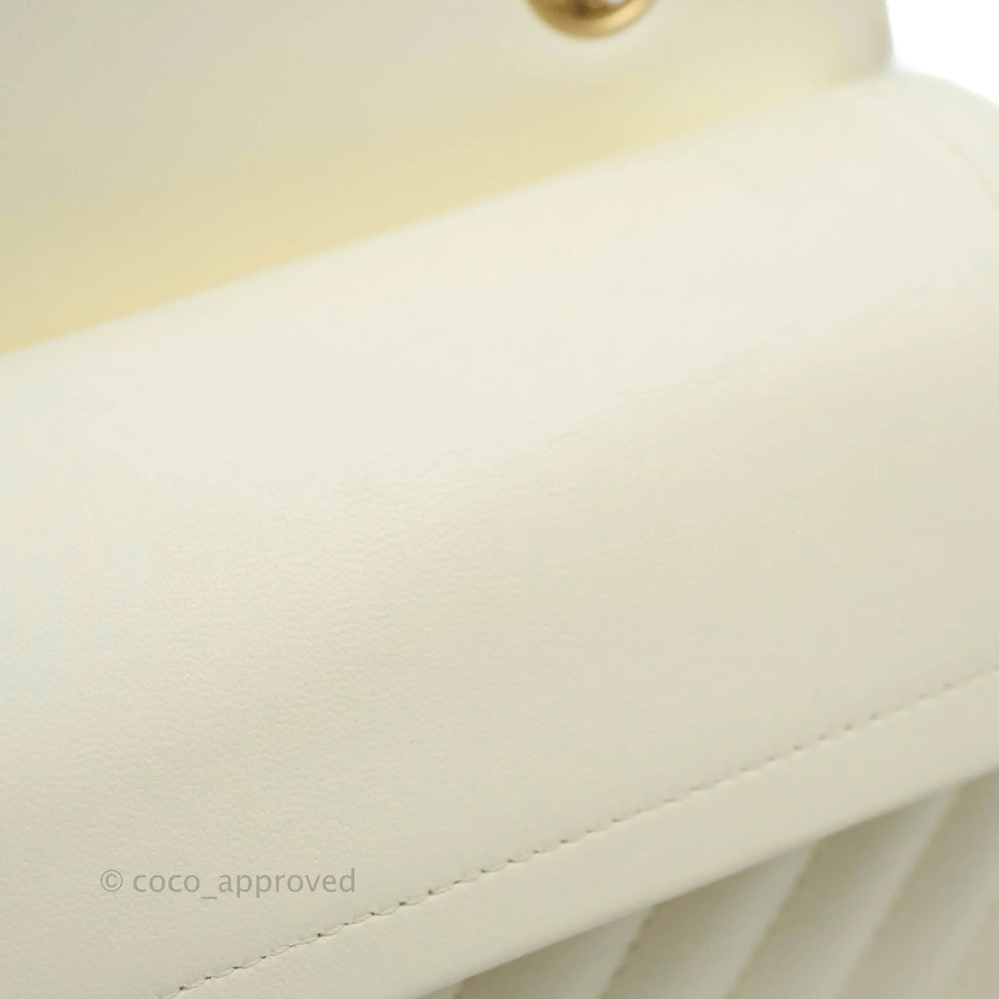Chanel Classic Chevron S/M Small Double Flap Ivory White Lambskin Gold Hardware
