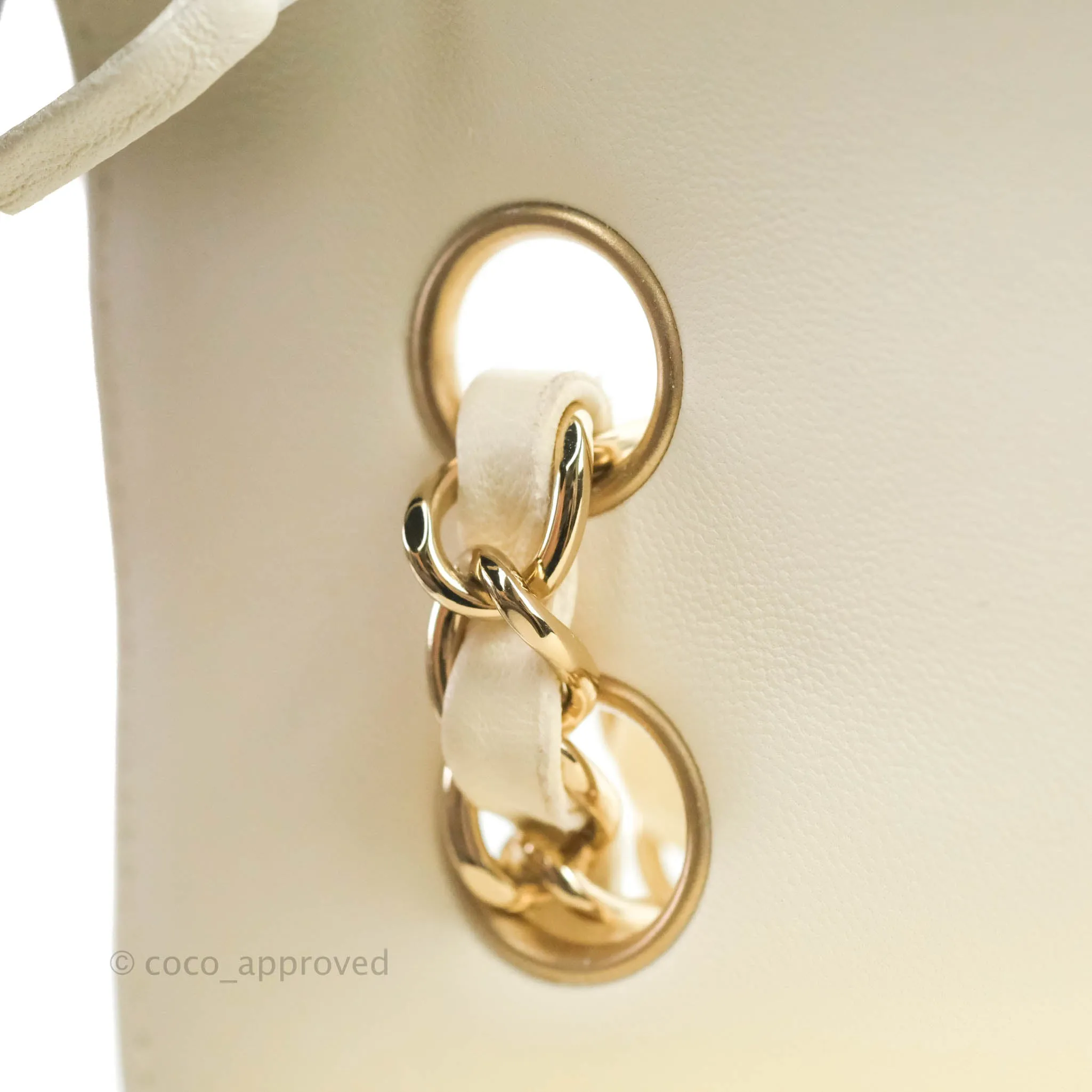 Chanel Classic Chevron S/M Small Double Flap Ivory White Lambskin Gold Hardware