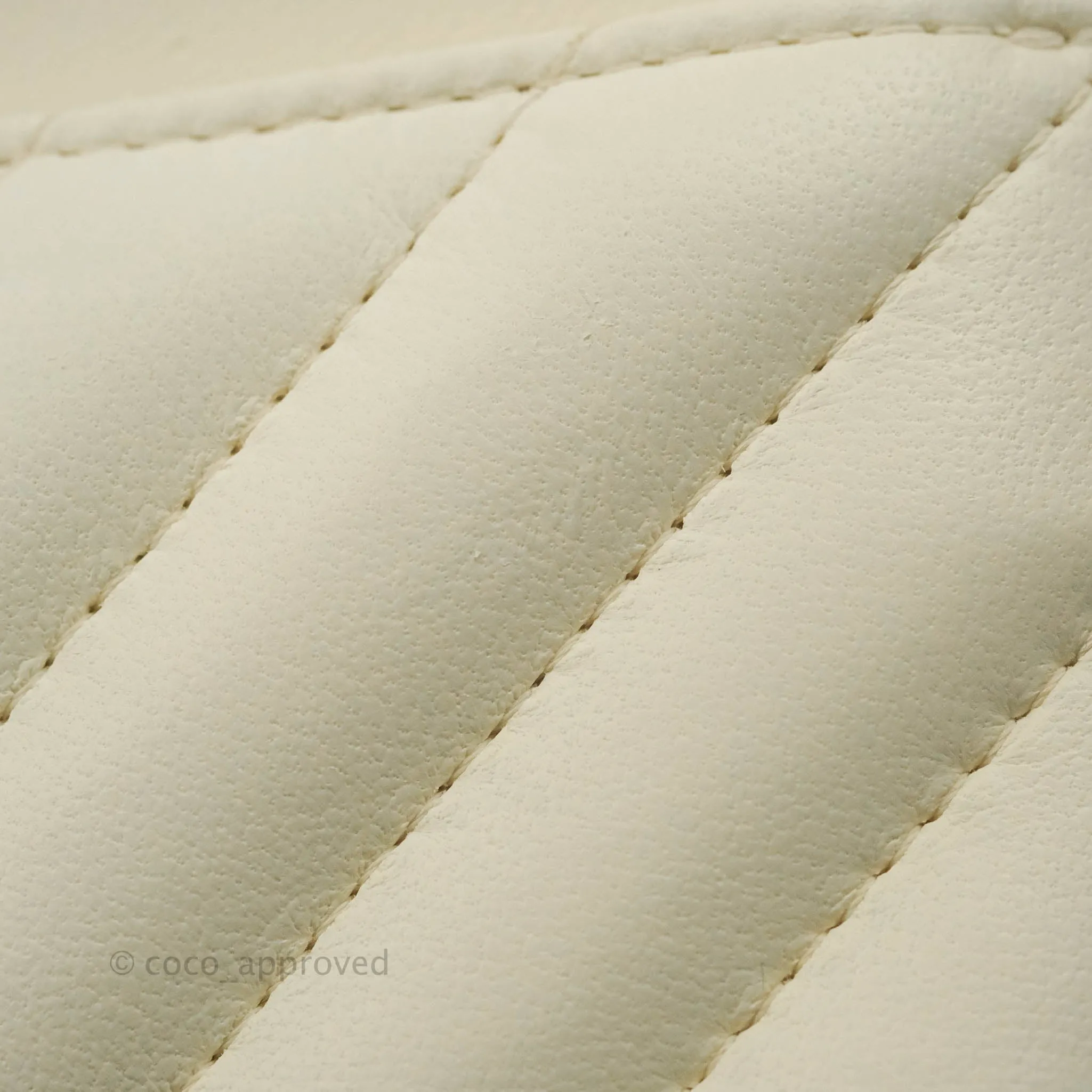 Chanel Classic Chevron S/M Small Double Flap Ivory White Lambskin Gold Hardware