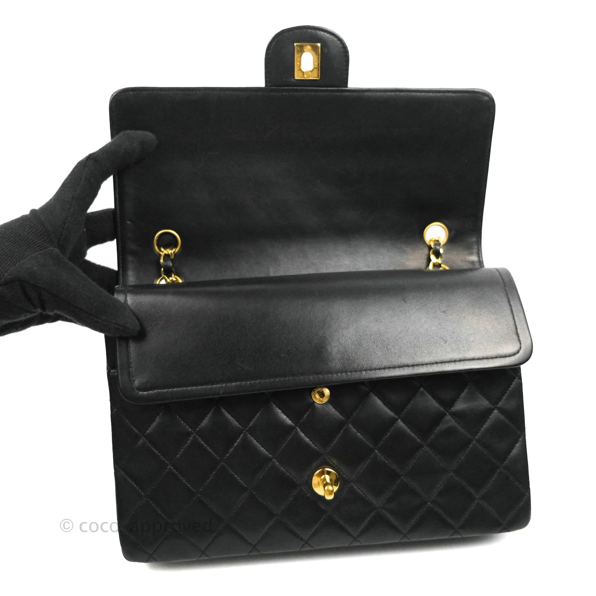 Chanel Classic Double Flap Vintage Black Lambskin 24K Gold Hardware