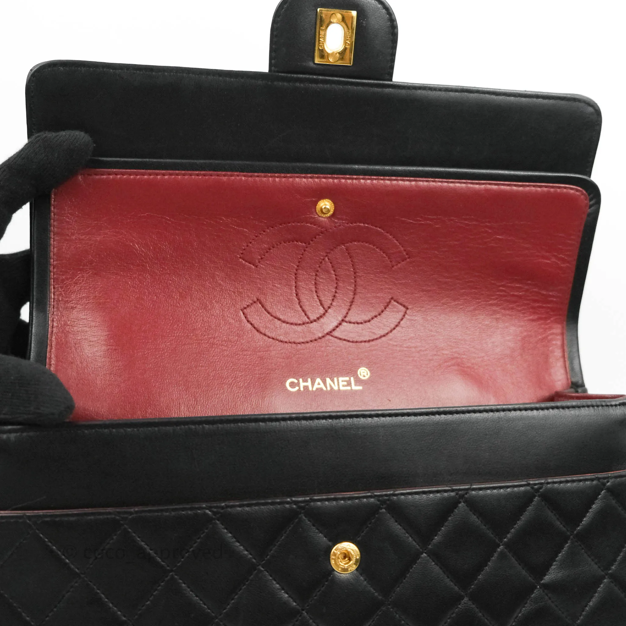 Chanel Classic Double Flap Vintage Black Lambskin 24K Gold Hardware