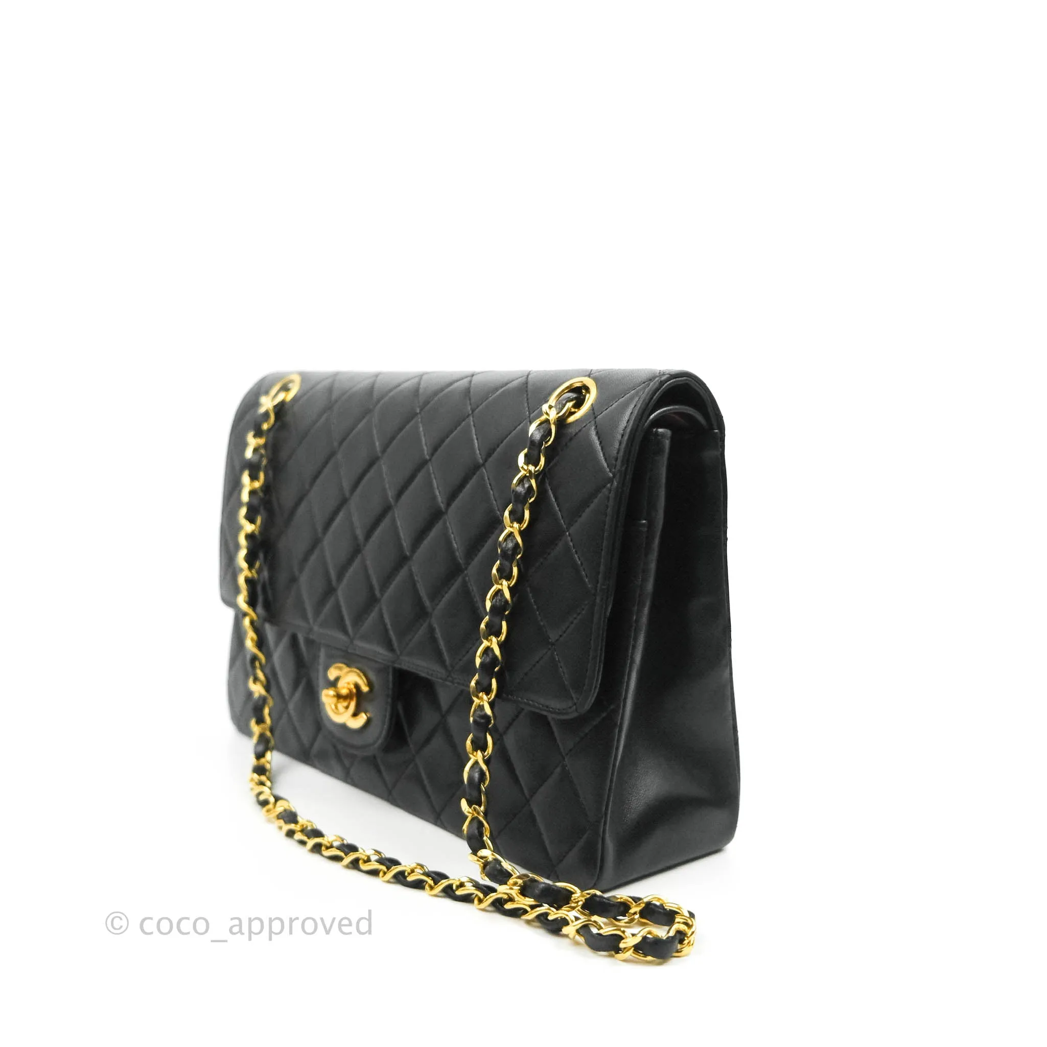 Chanel Classic Double Flap Vintage Black Lambskin 24K Gold Hardware