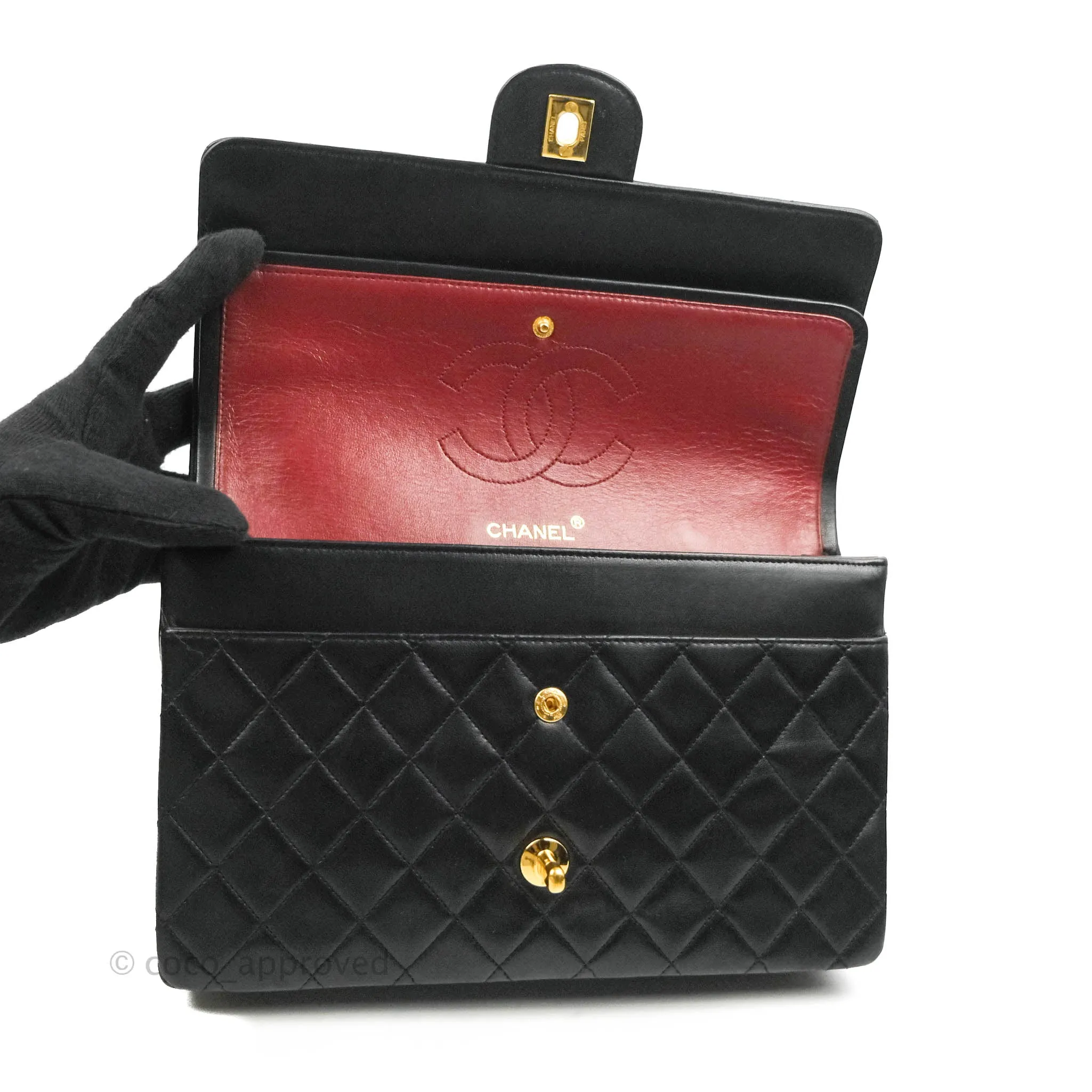 Chanel Classic Double Flap Vintage Black Lambskin 24K Gold Hardware