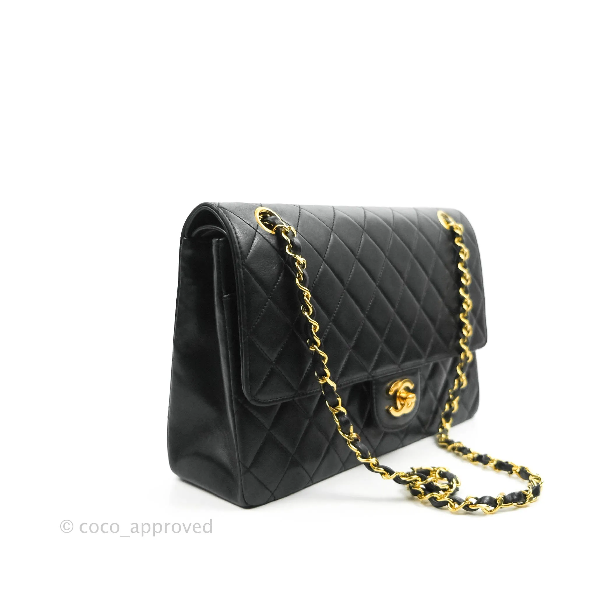 Chanel Classic Double Flap Vintage Black Lambskin 24K Gold Hardware