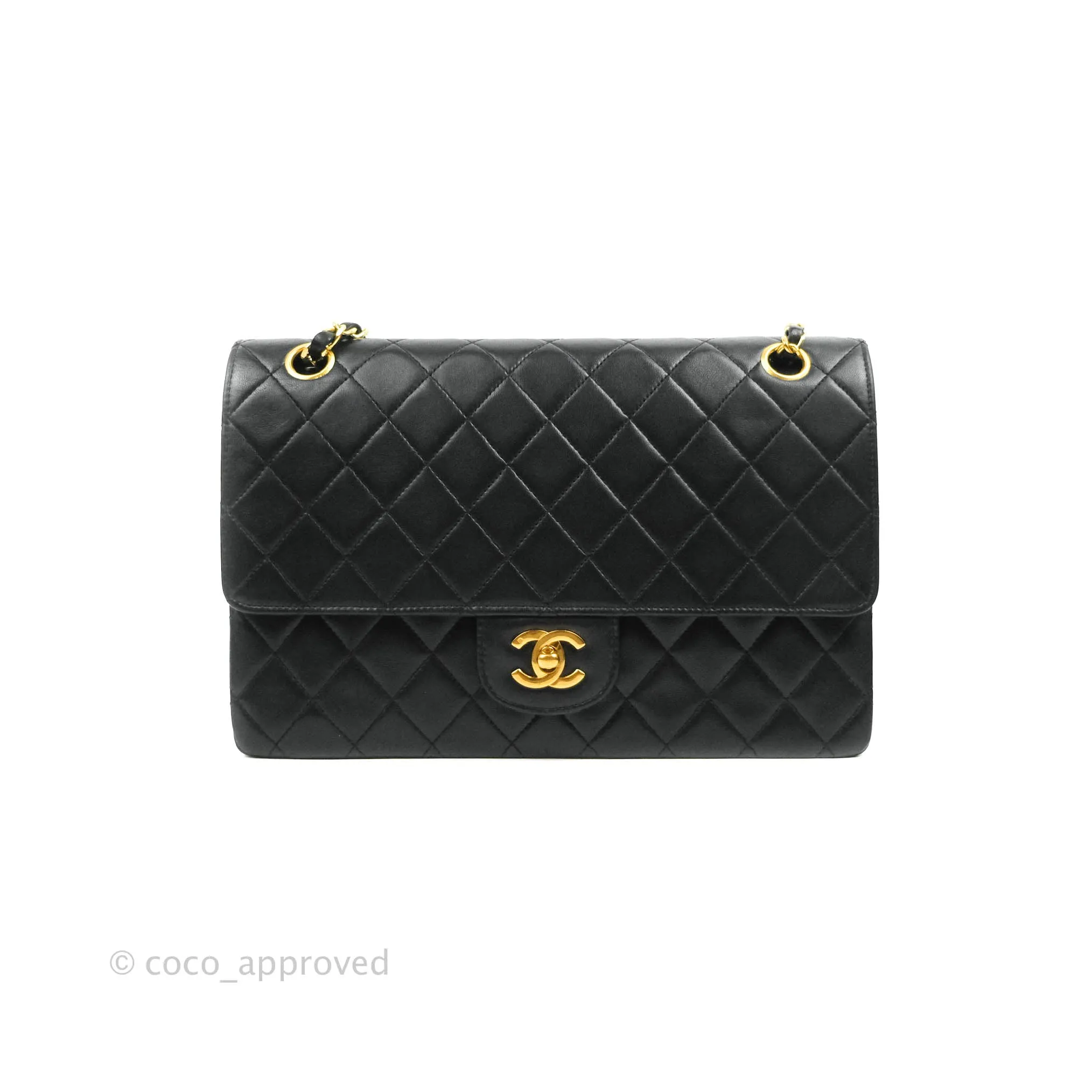 Chanel Classic Double Flap Vintage Black Lambskin 24K Gold Hardware